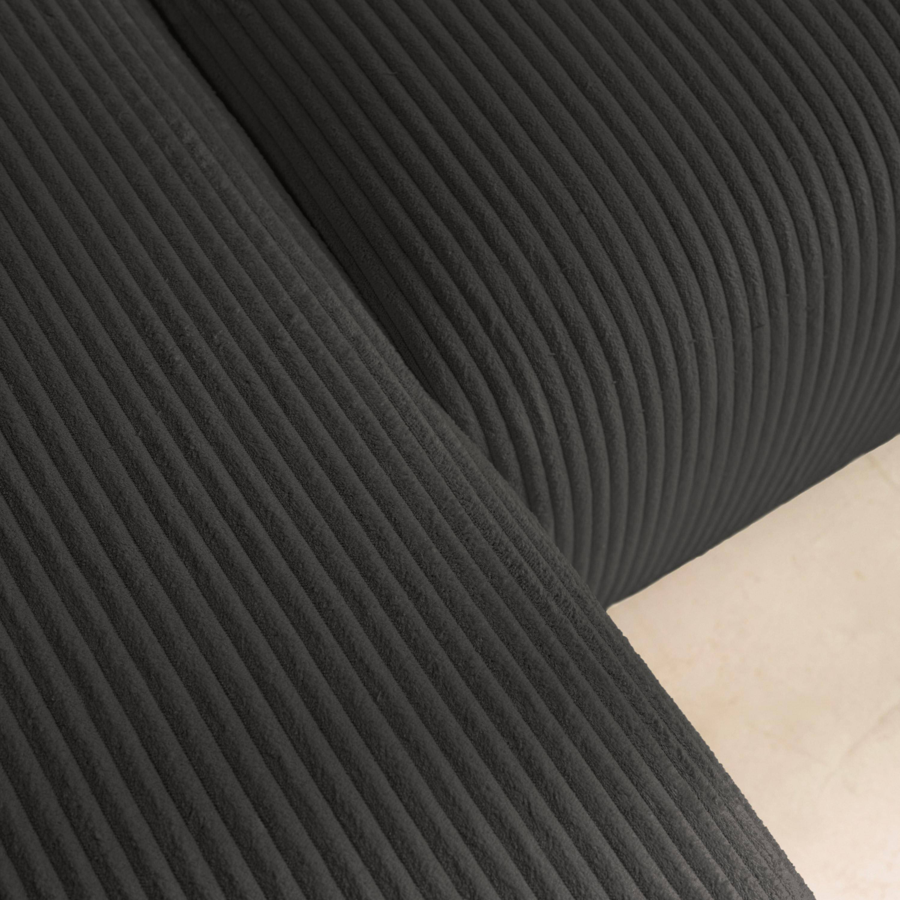 Canapé d'angle convertible réversible 3 places velours côtelé anthracite avec coffre de rangement - Almo Photo7