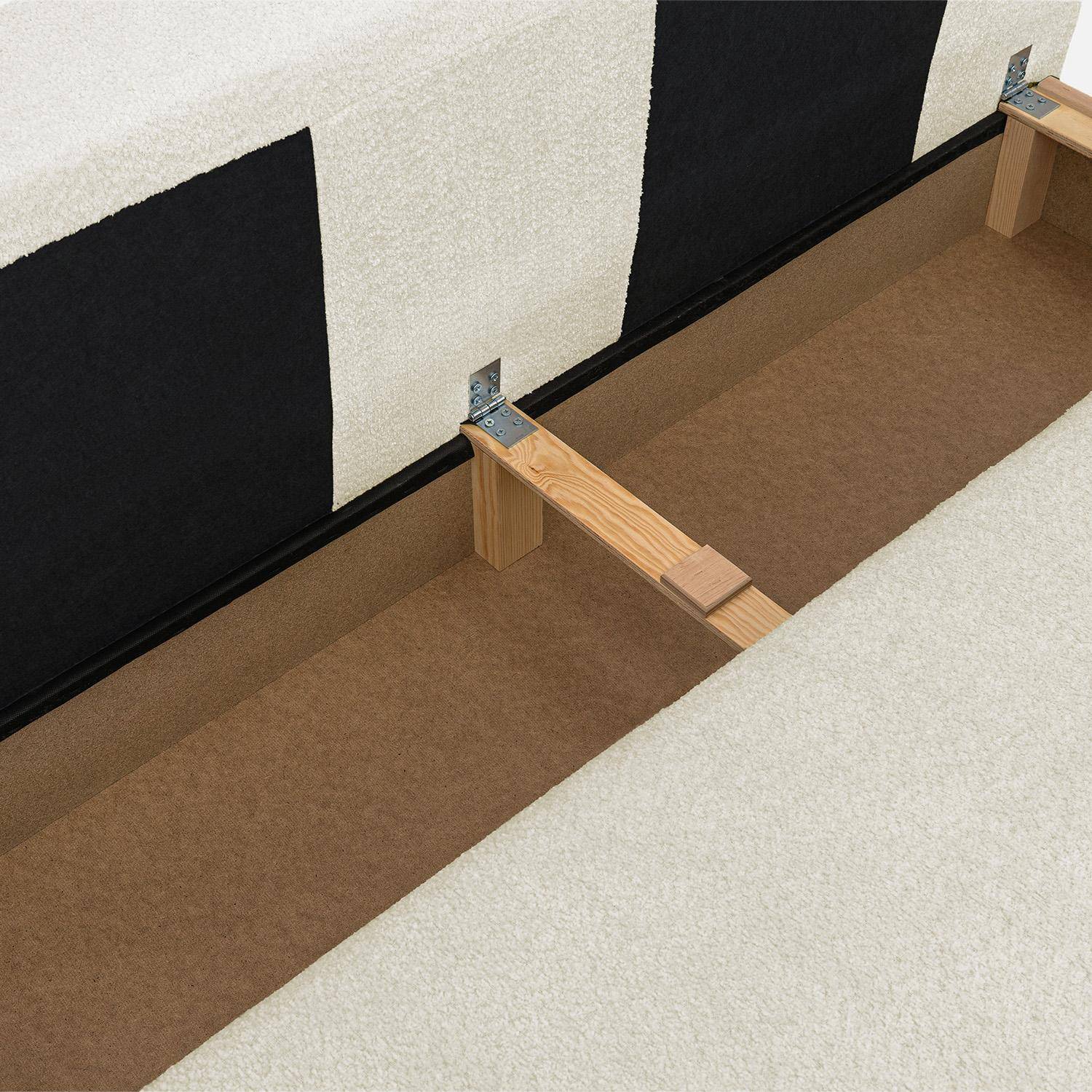 Banquette convertible 3 places bouclette avec coffre de rangement blanc cassé - L 192 x P 100 x H 81cm - Nelson Photo5