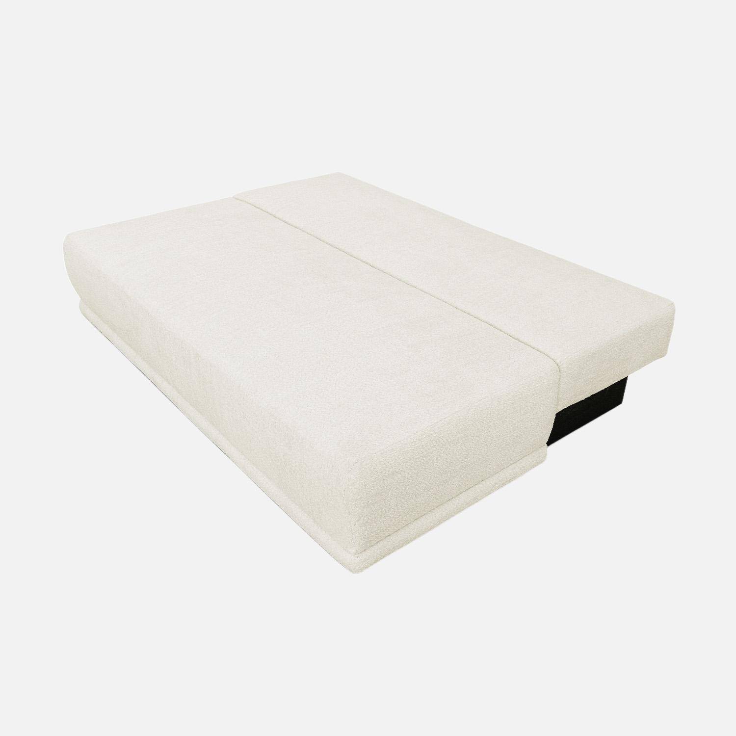Banquette convertible 3 places bouclette avec coffre de rangement blanc cassé - L 192 x P 100 x H 81cm - Nelson Photo4