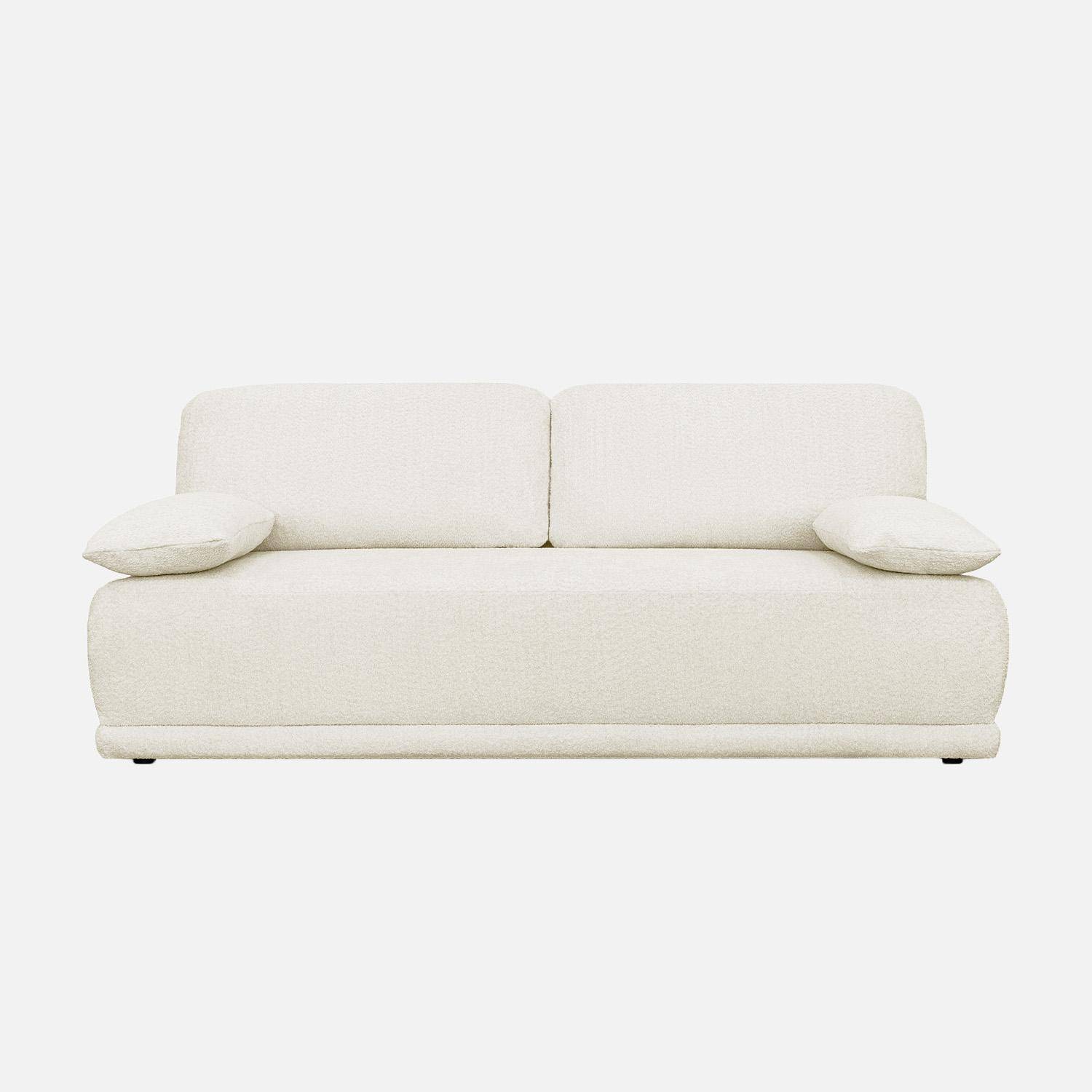 3-Sitzer-Schlafsofa mit Bouclé-Bezug und Stauraum, antikweiß - B 192 x T 100 x H 81 cm - Nelson,sweeek,Photo4