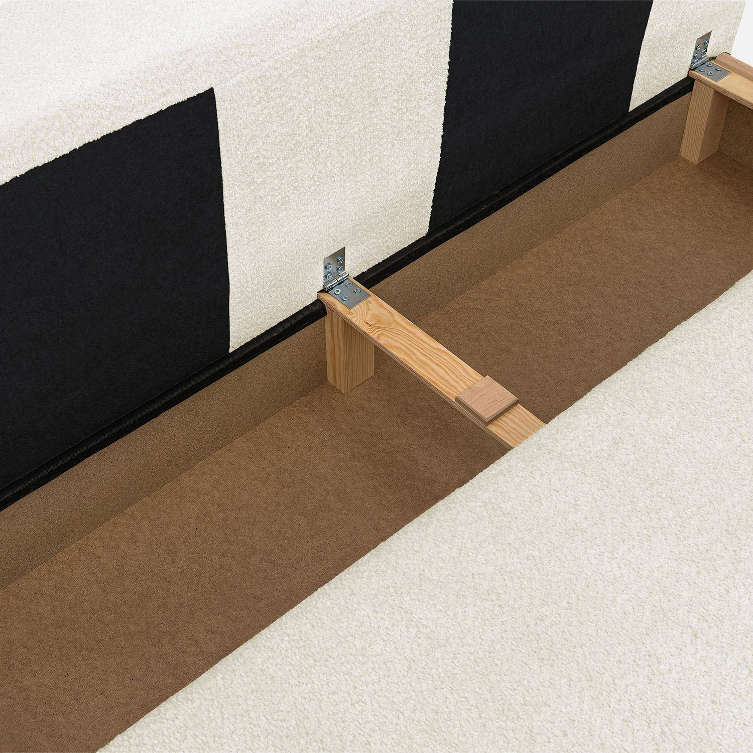 Banquette convertible 3 places bouclette avec coffre de rangement blanc cassé - L 192 x P 100 x H 81cm - Nelson,sweeek,Photo6