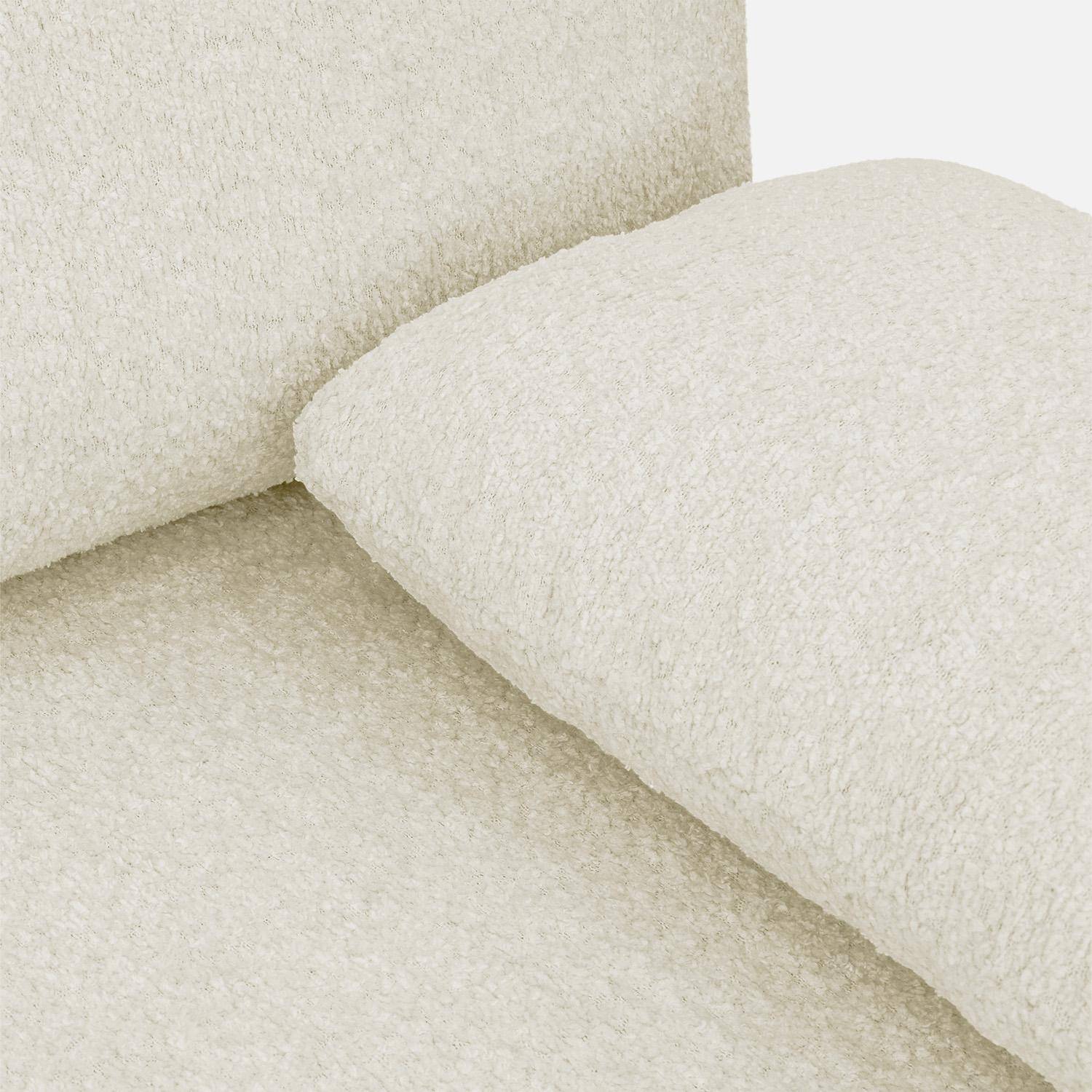 Banquette convertible 3 places bouclette avec coffre de rangement blanc cassé - L 192 x P 100 x H 81cm - Nelson Photo4