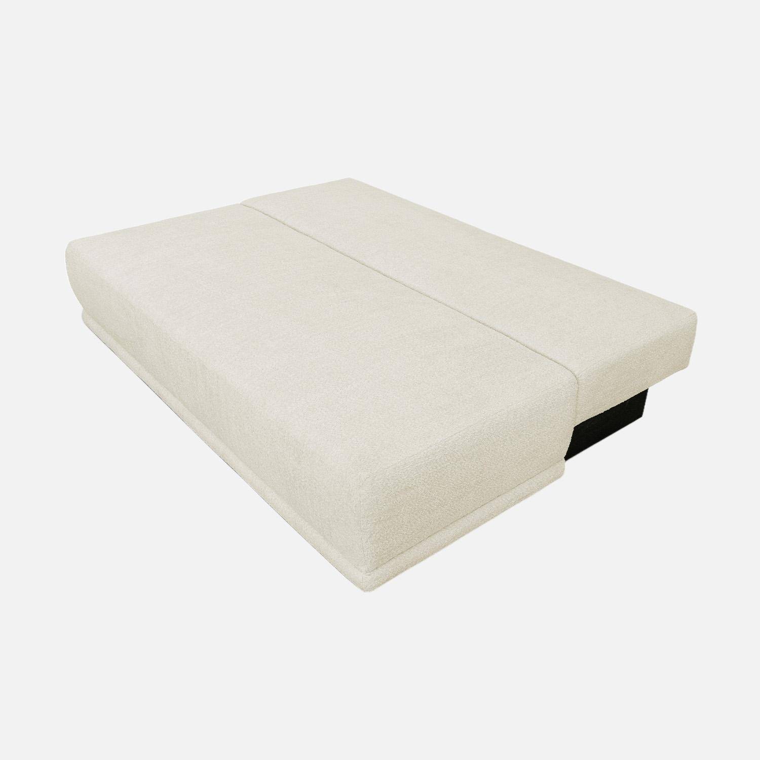 Banquette convertible 3 places bouclette avec coffre de rangement blanc cassé - L 192 x P 100 x H 81cm - Nelson Photo3