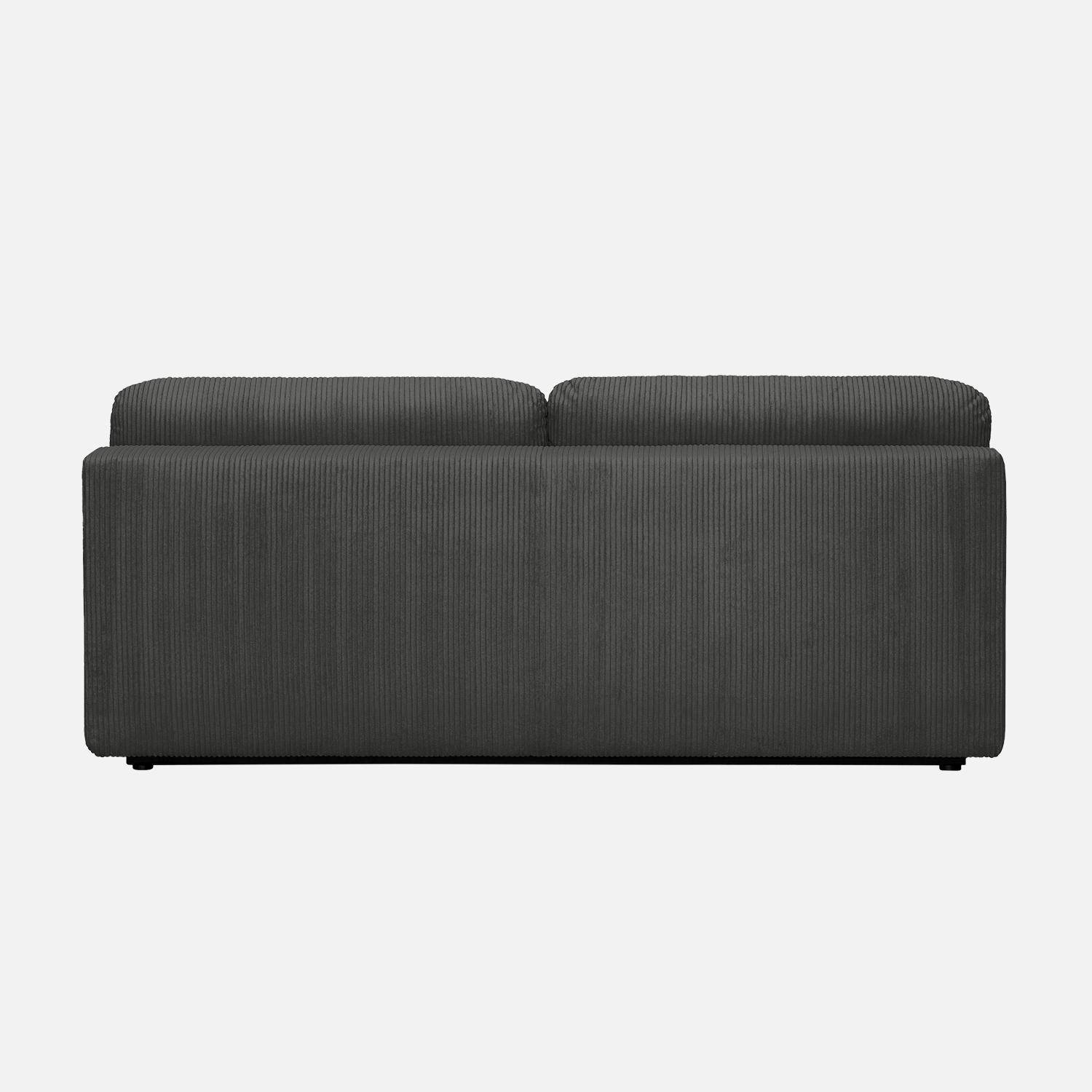 Banquette convertible 3 places velours côtelé anthracite avec coffre de rangement - L 192 x P 100 x H 81cm - Nelson Photo8