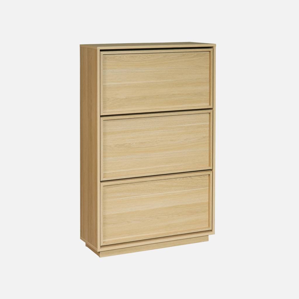 Scarpiera in legno, 3 ante, Marrone naturale