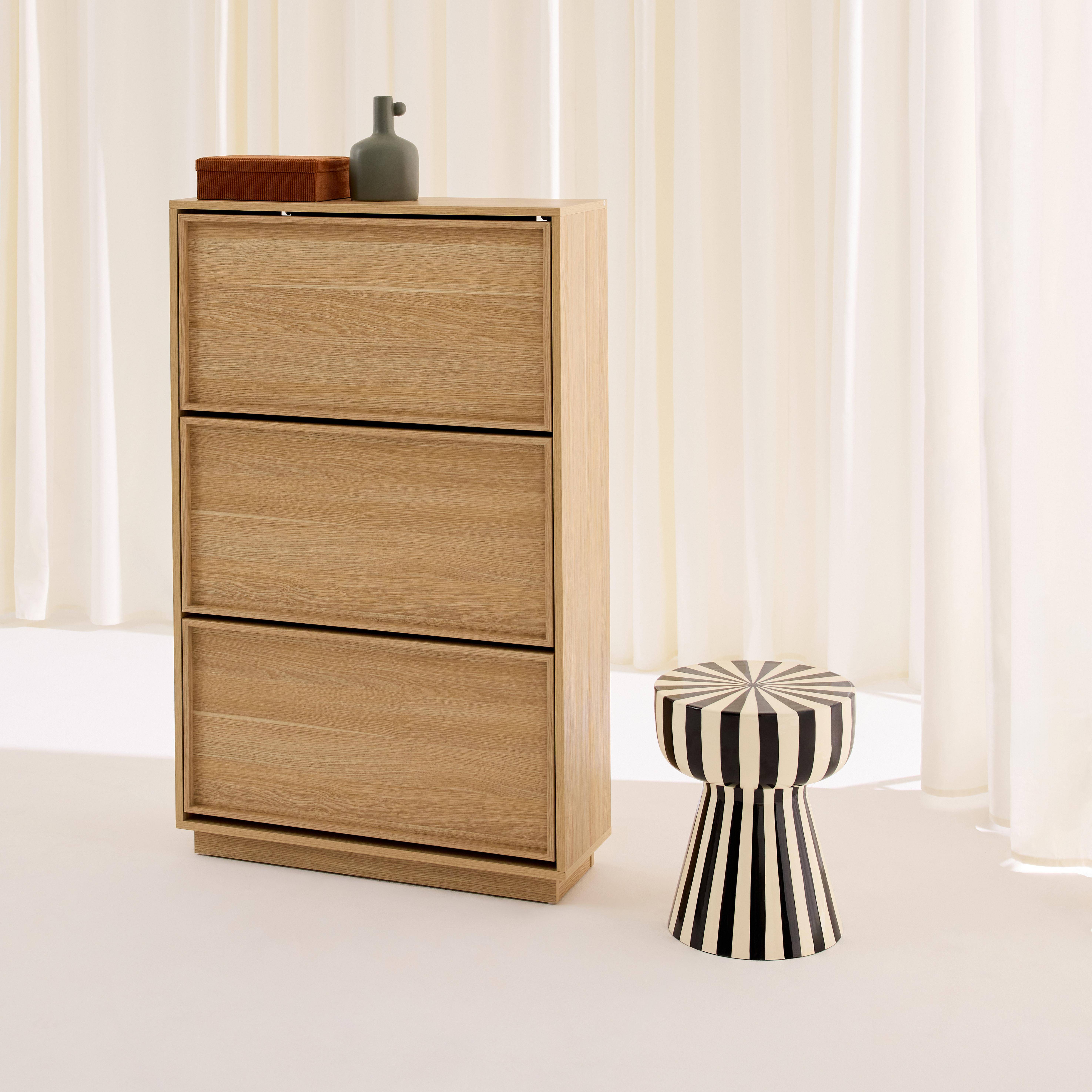 Schoenenkast in houtdecor met 3 kleplades naturel - Kuba,sweeek,Photo3