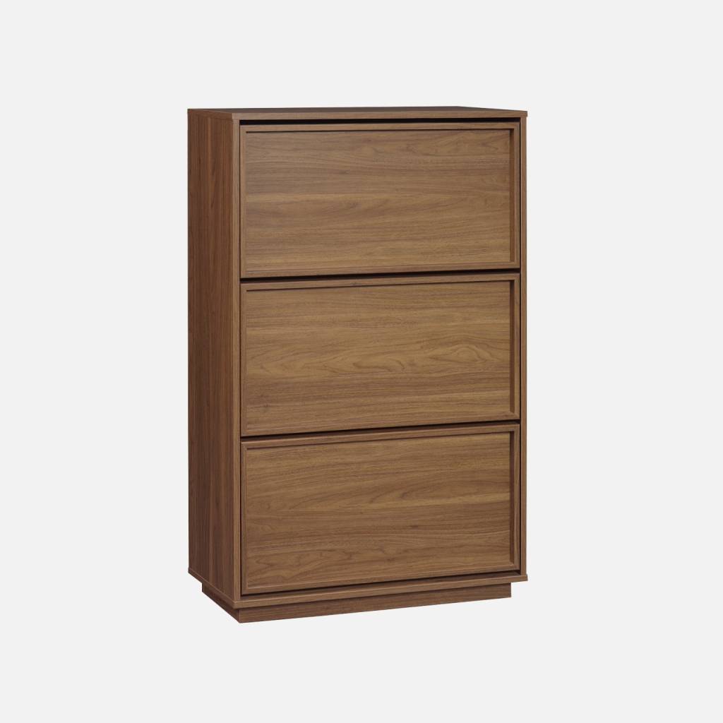 Scarpiera in legno, 3 ante, Noce