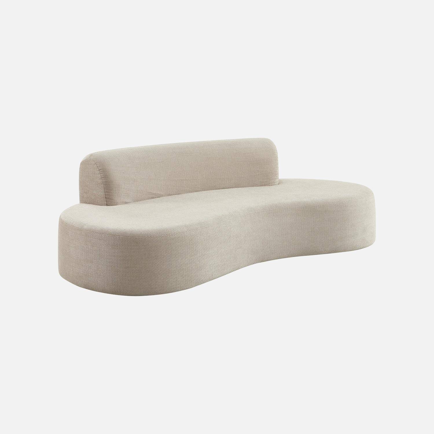 Canapé virgule organique 3 places tissu chenille beige - Curv,sweeek,Photo1