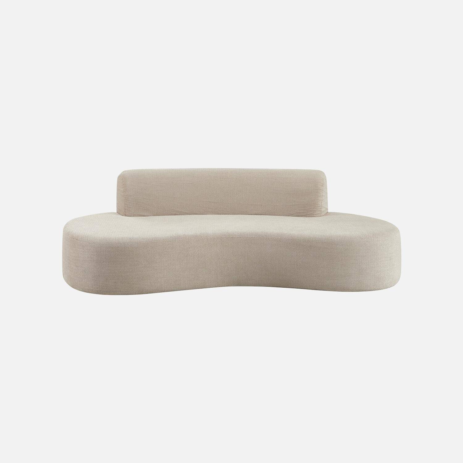 Canapé virgule organique 3 places tissu chenille beige - Curv,sweeek,Photo2
