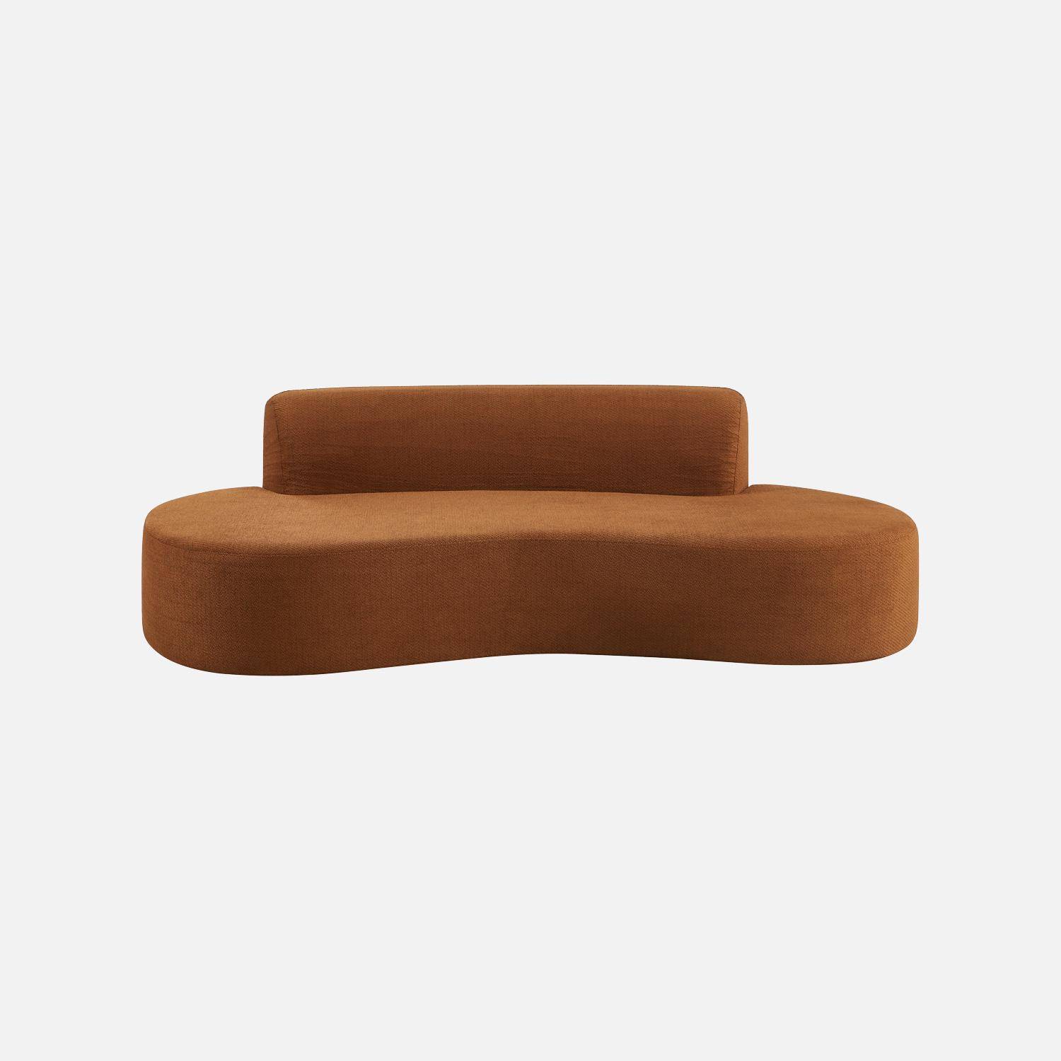 Canapé virgule organique 3 places tissu chenille terracotta - Curv Photo2