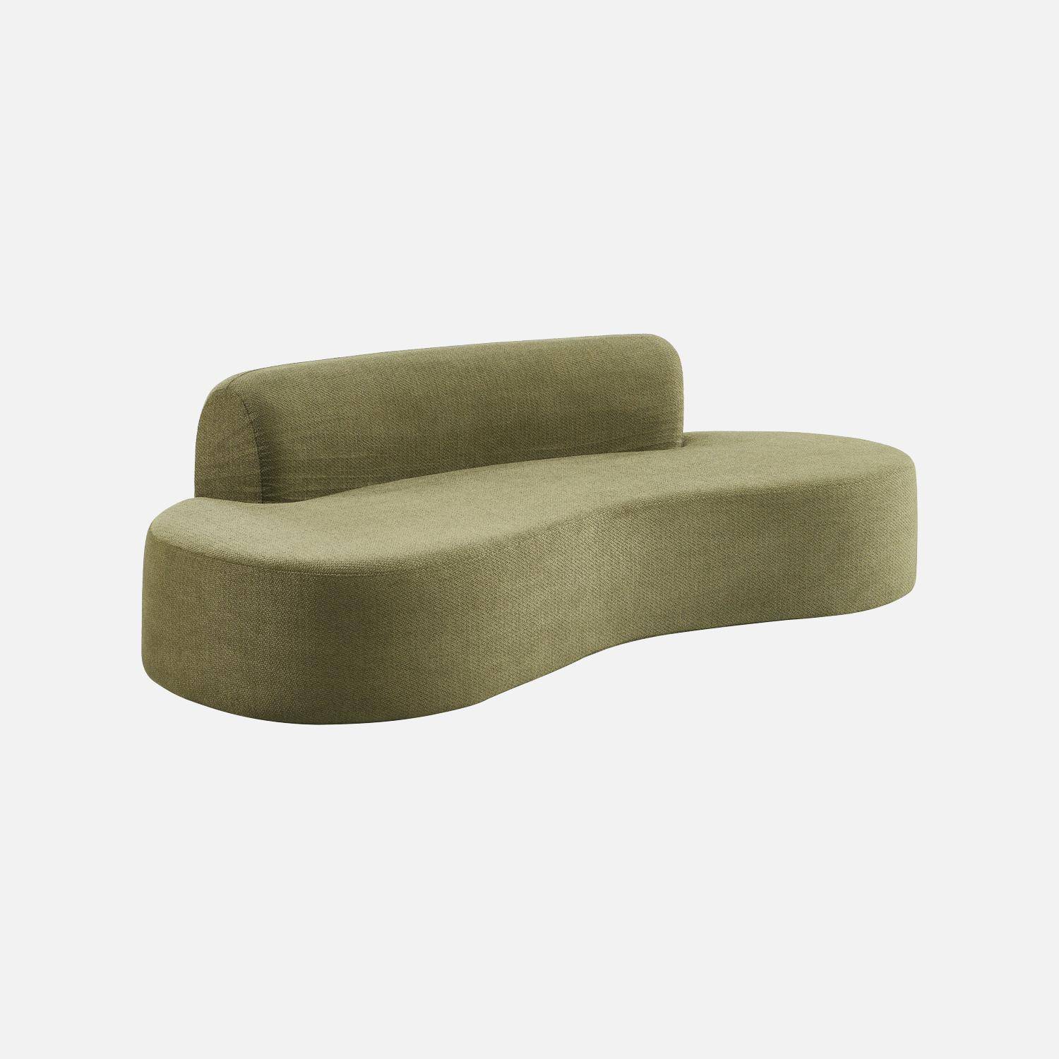 Kanapa przecinek organiczna 3-osobowa z szenilu khaki - Curv,sweeek,Photo2