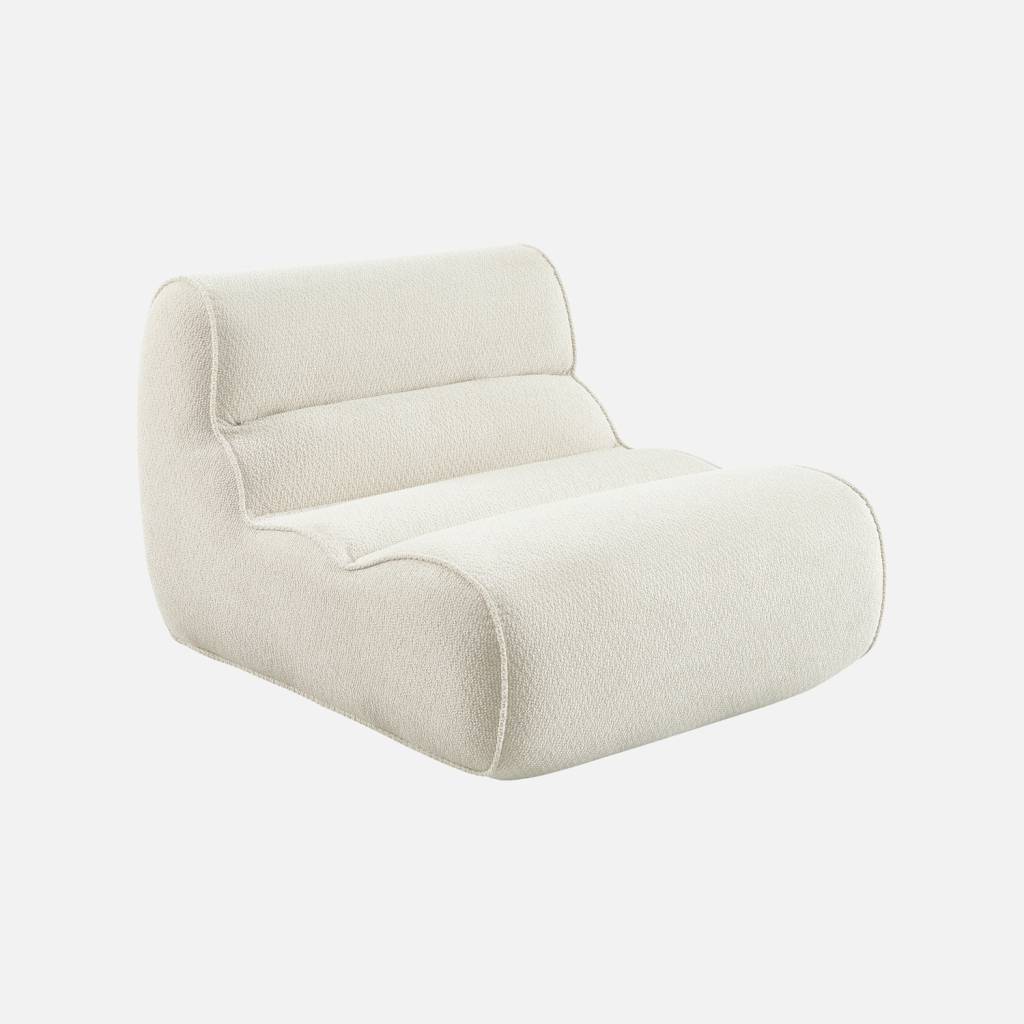 Sillón envasado al vacío de tela chenilla, Crema