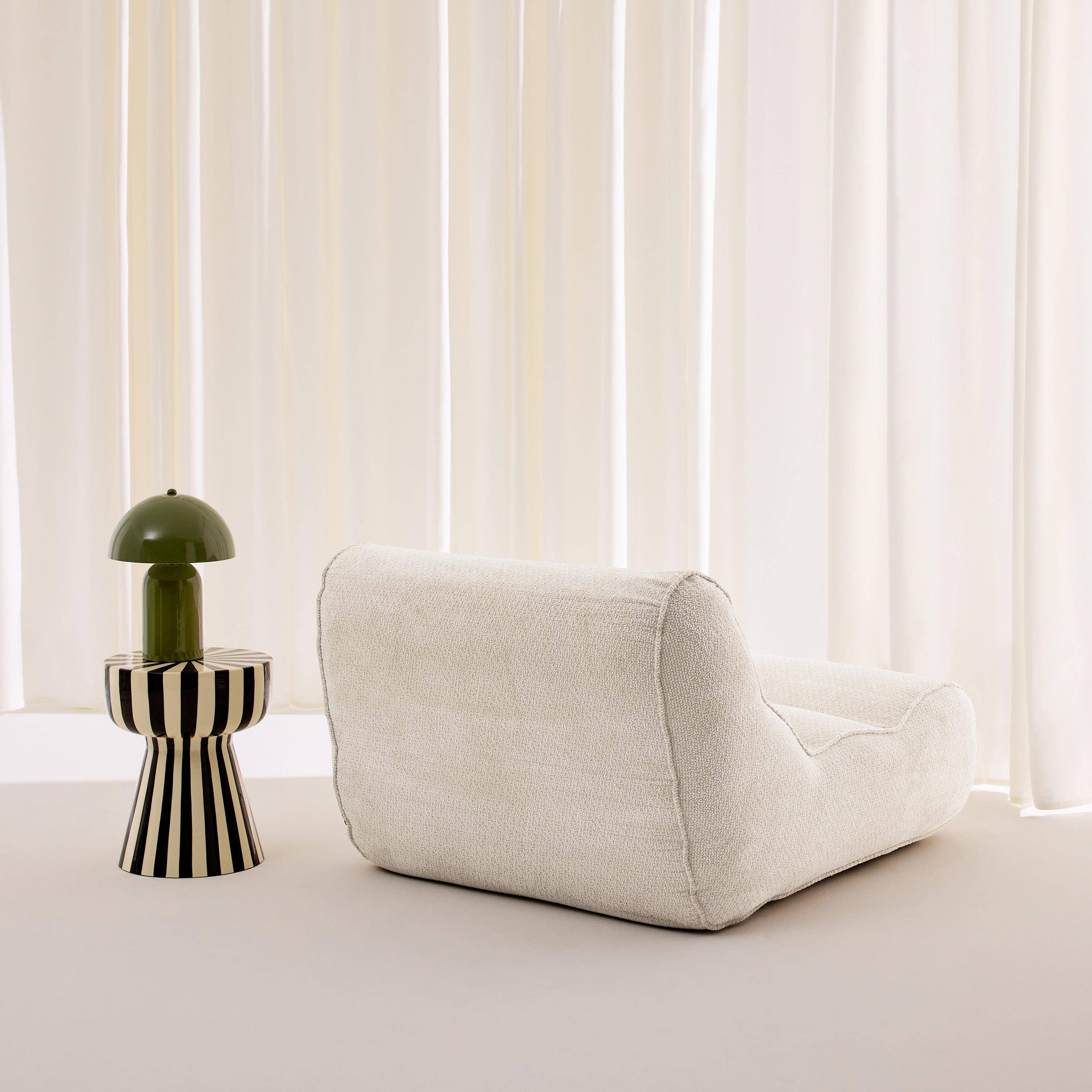 Sillón envasado al vacío de tela chenilla, Dario, Crema, 95x108x66 cm Photo3