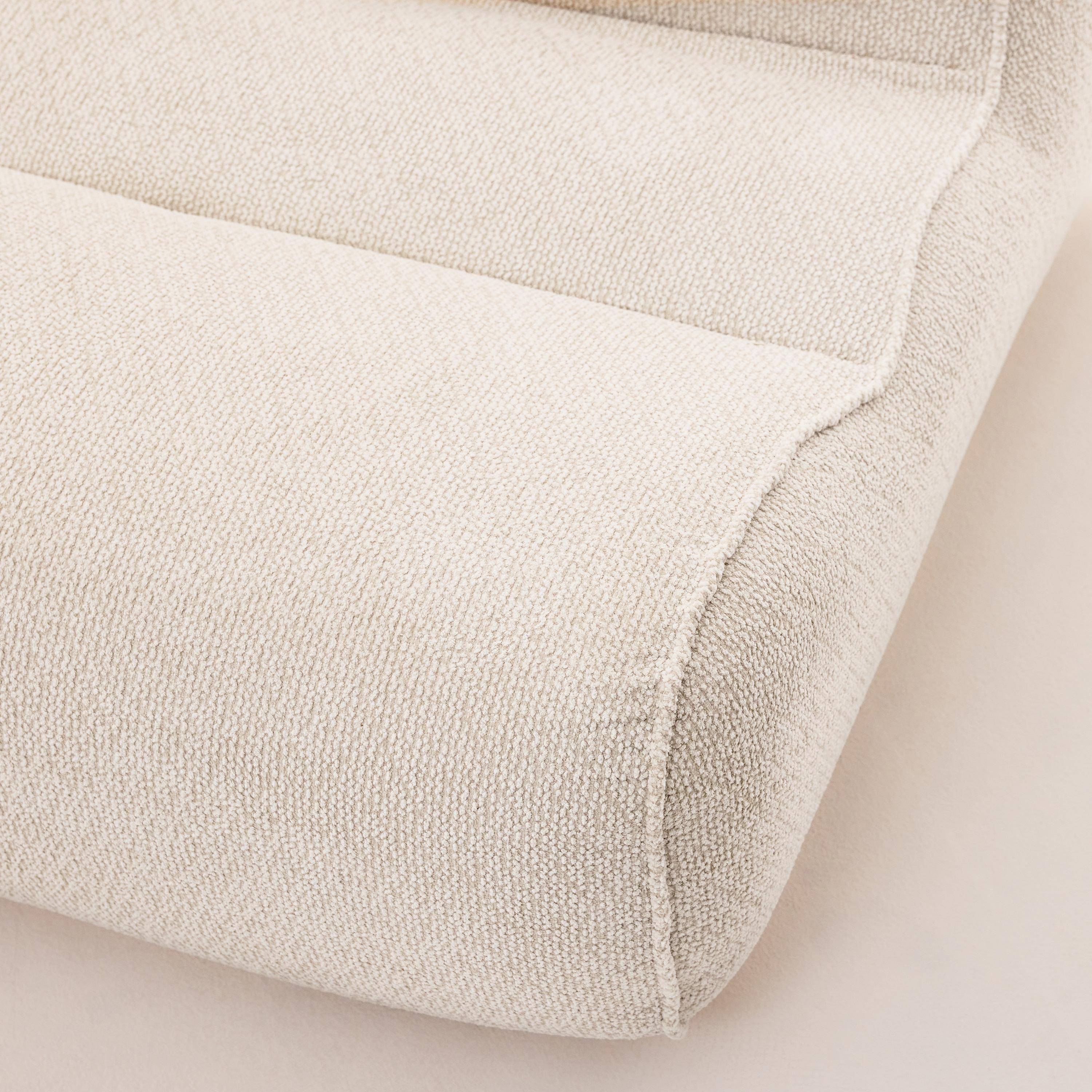 Sillón envasado al vacío de tela chenilla, Dario, Crema, 95x108x66 cm Photo4