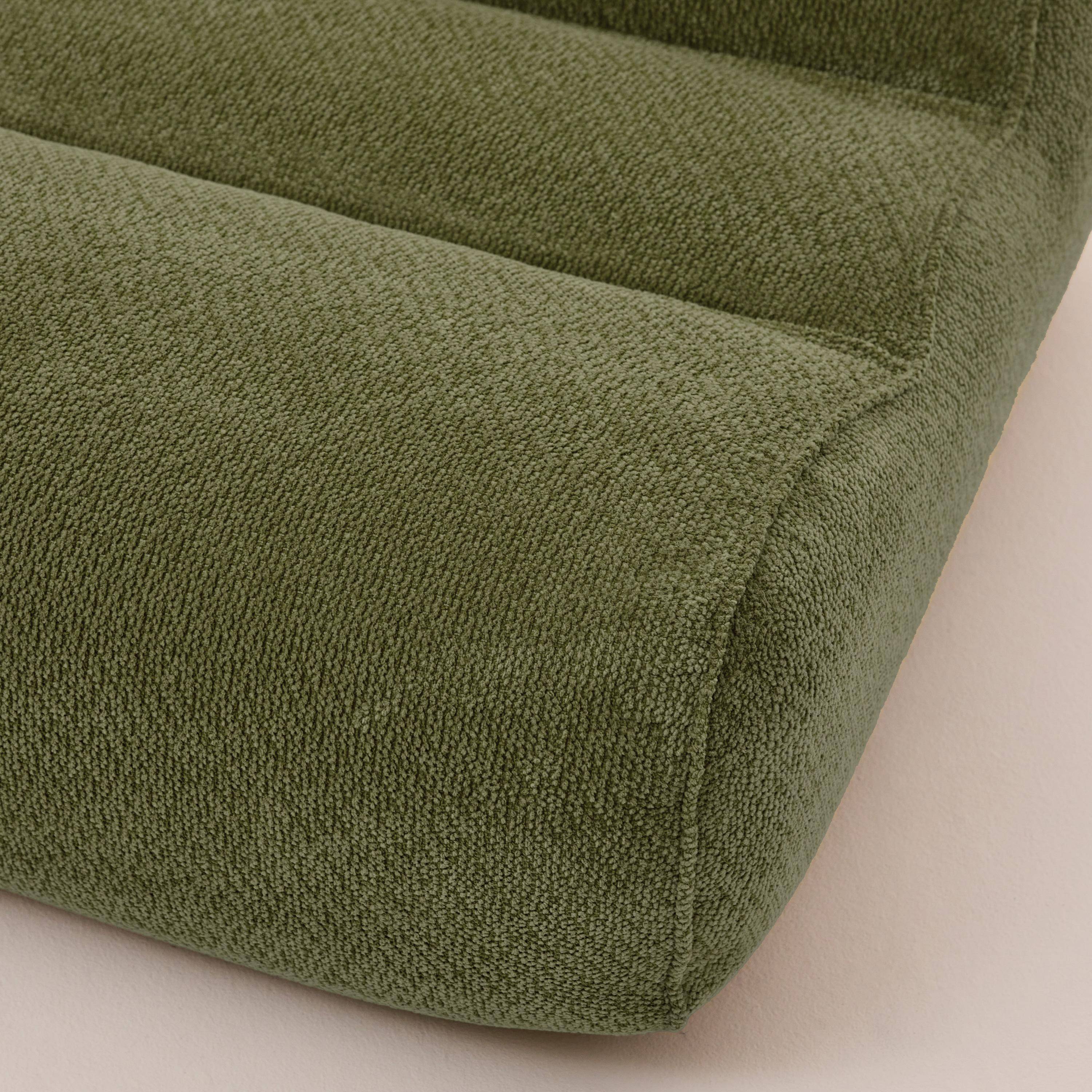 Sillón envasado al vacío de tela chenilla, Dario, Verde kaki, 95x108x66 cm Photo4