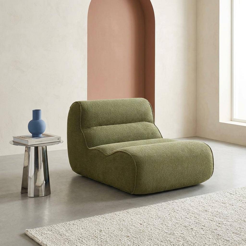 Chauffeuse tissu chenille 1 place kaki - Dario,sweeek,Photo1
