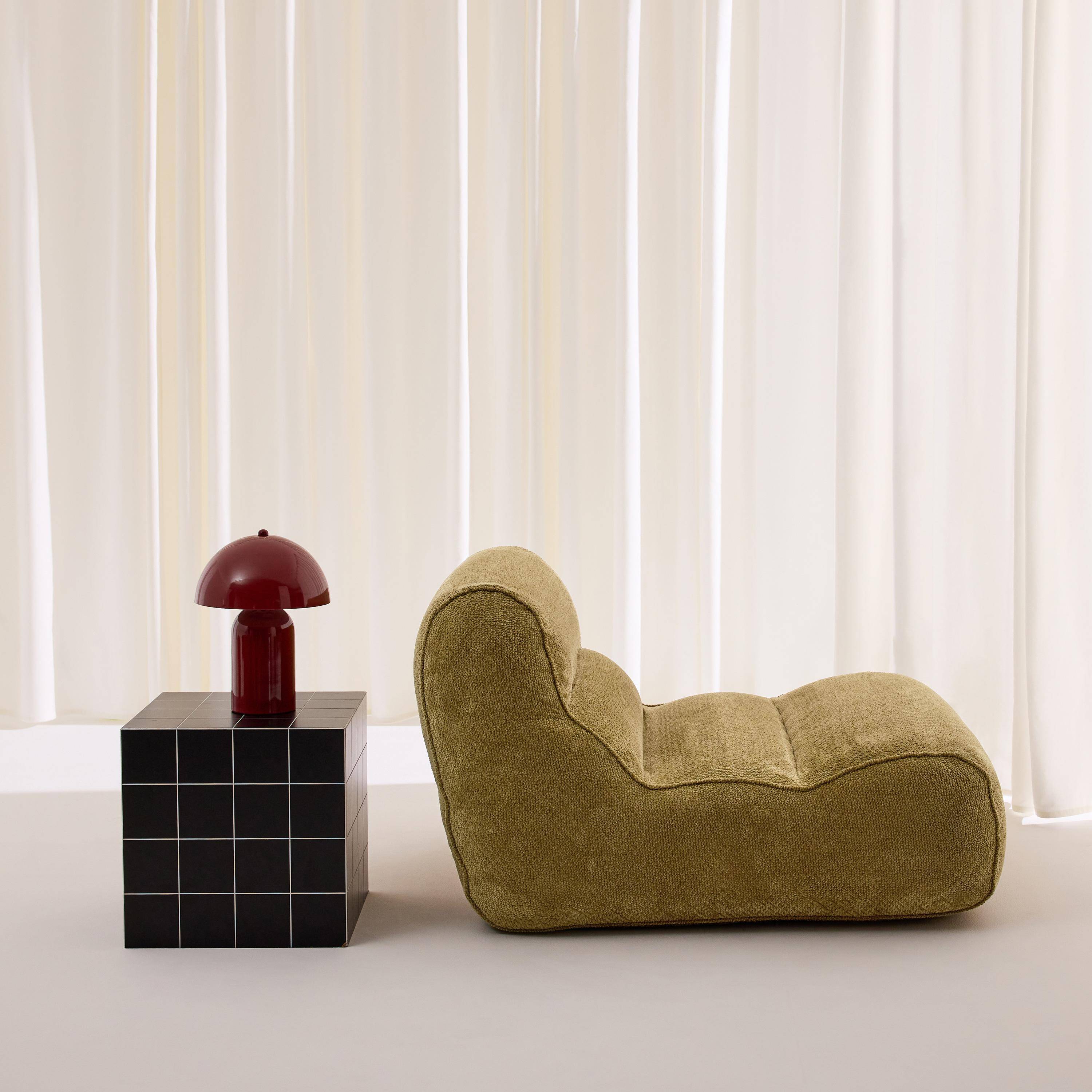 Chauffeuse tissu chenille 1 place vert olive - Dario Photo2
