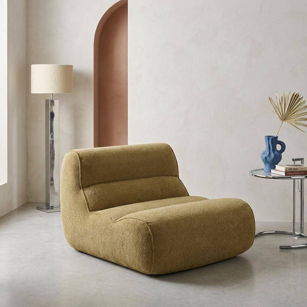 Chauffeuse tissu chenille 1 place vert olive - Dario Photo1