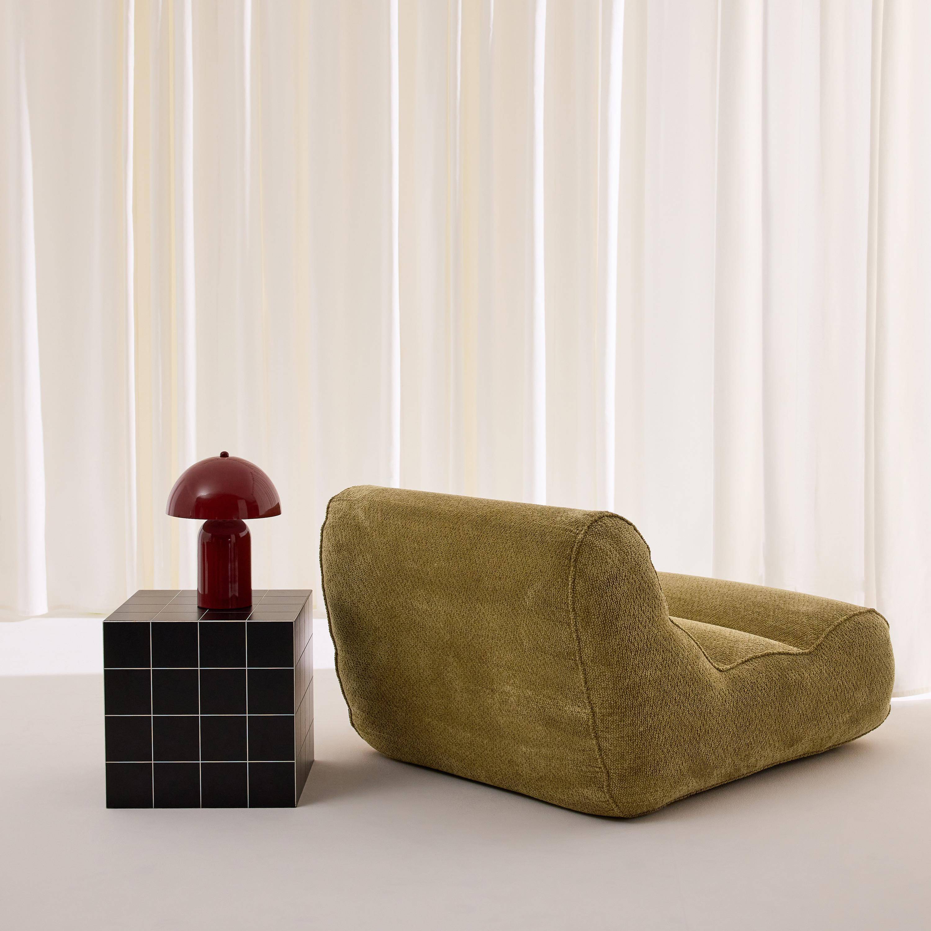 Chauffeuse tissu chenille 1 place vert olive - Dario Photo3