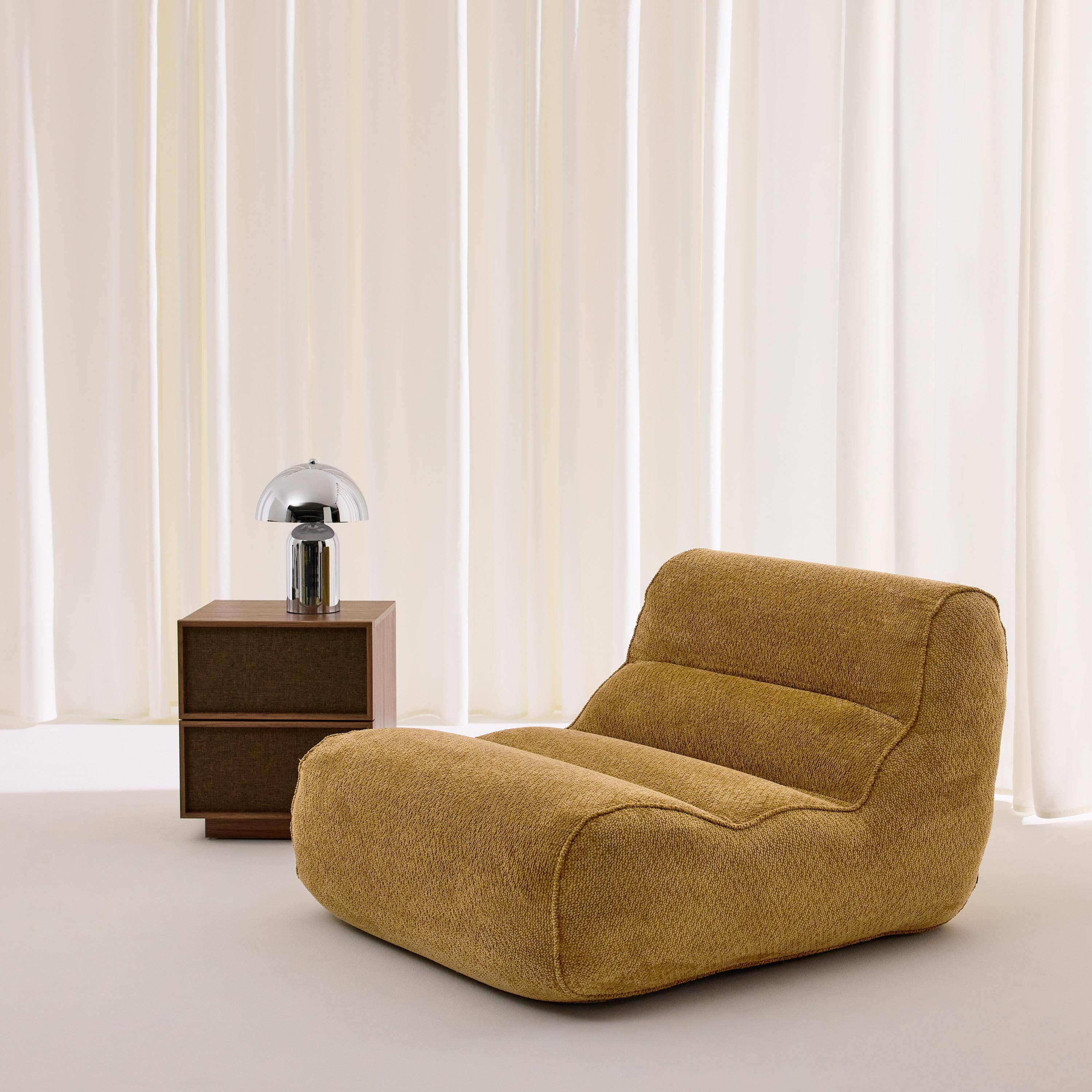 Sessel mit Chenille-Bezug 1-Sitzer senfgelb