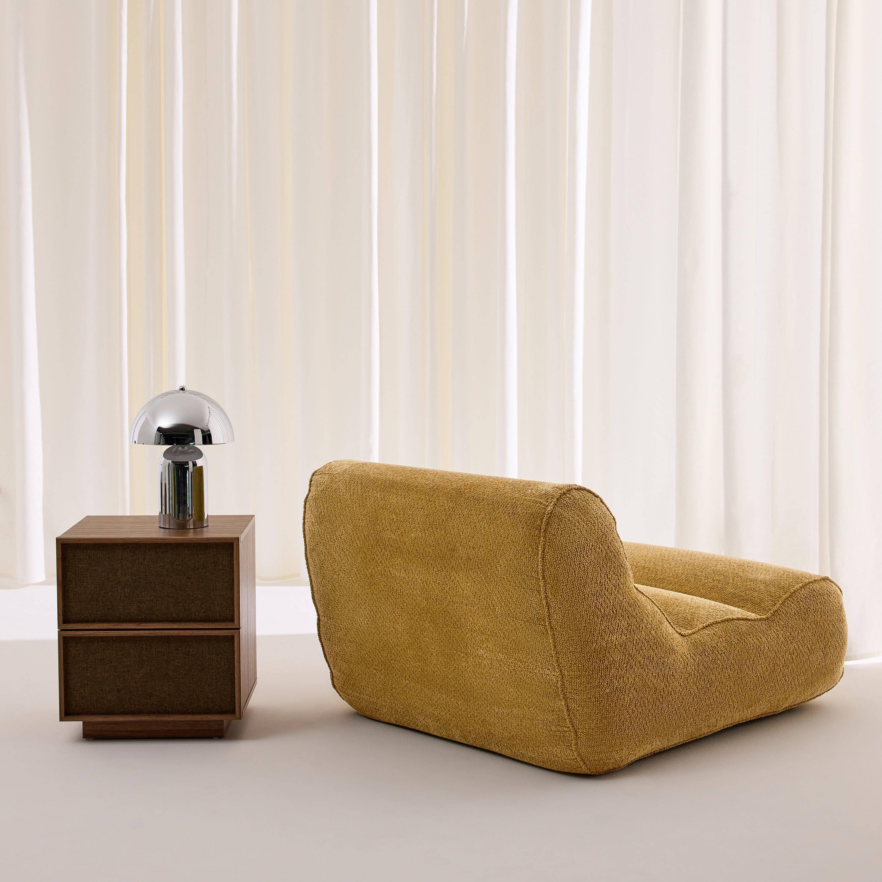 Sillón envasado al vacío de tela chenilla, Dario, Mostaza, 95x108x66 cm,sweeek,Photo3