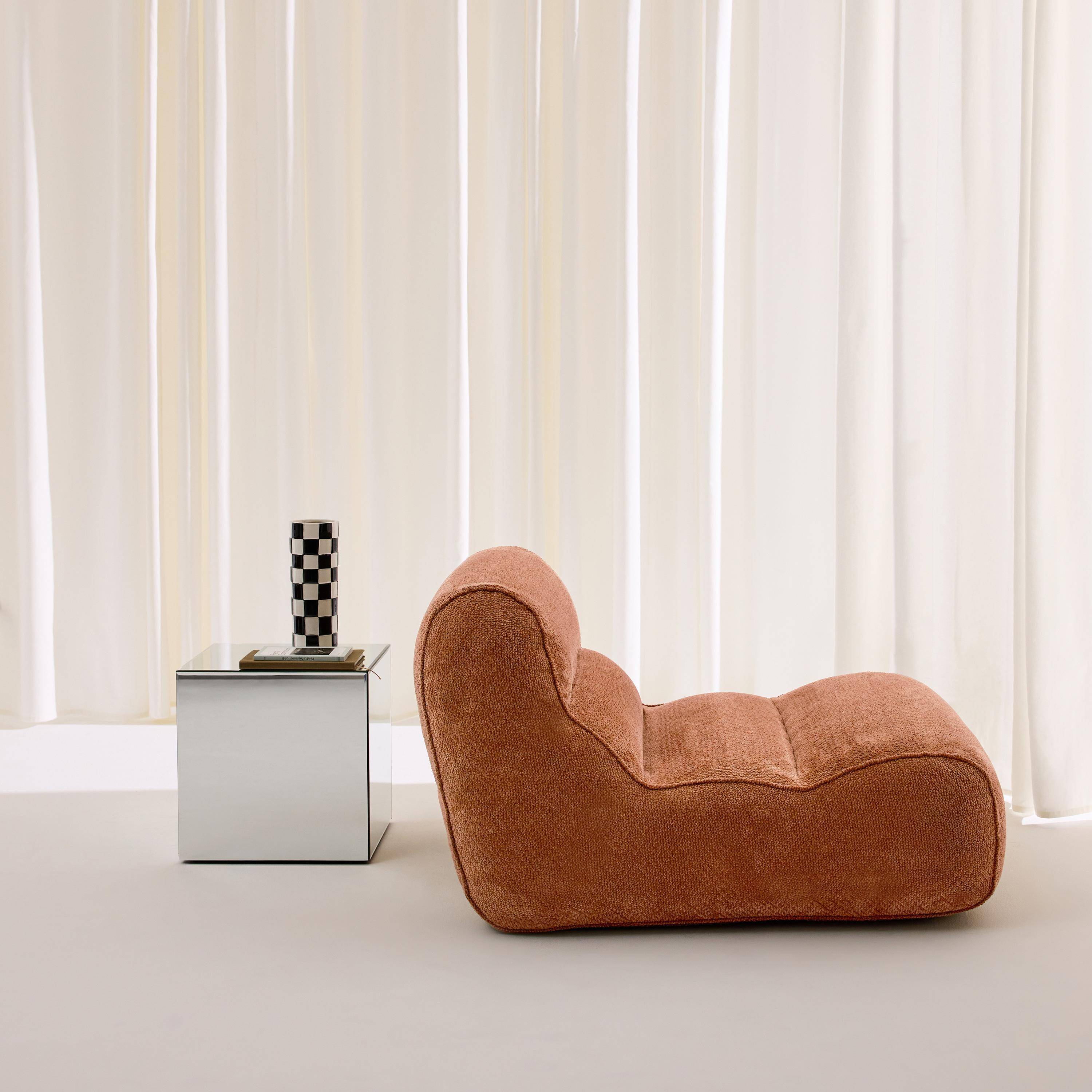 Chauffeuse tissu chenille 1 place terracotta - Dario Photo2