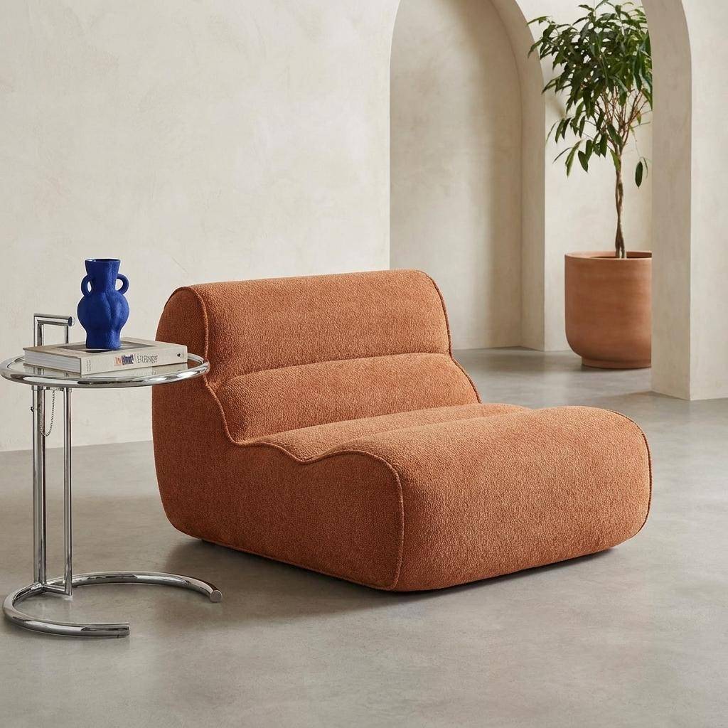 Chauffeuse tissu chenille 1 place terracotta - Dario Photo1