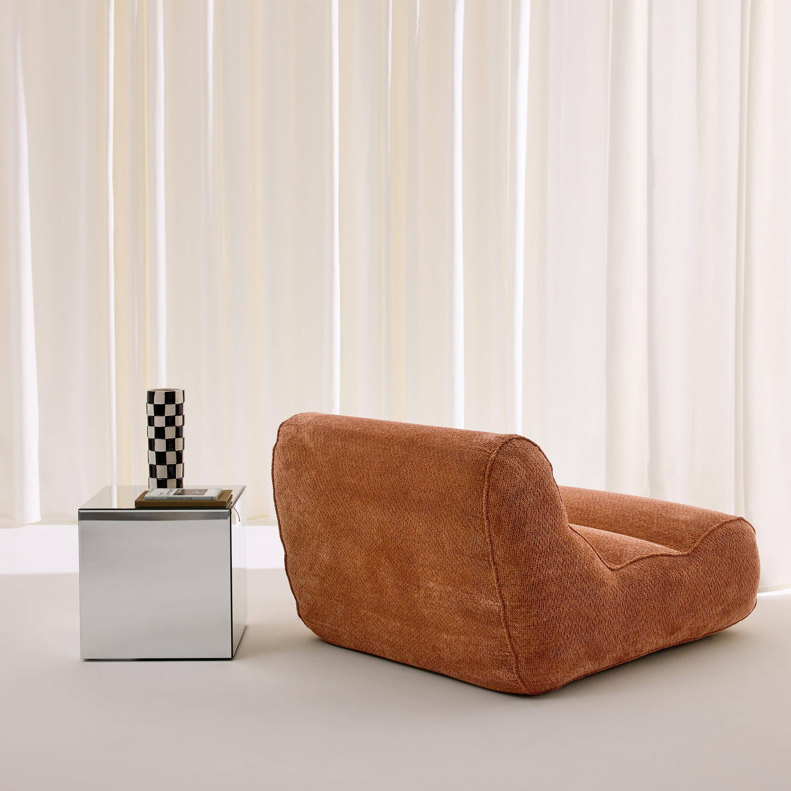 Chauffeuse tissu chenille 1 place terracotta - Dario Photo3