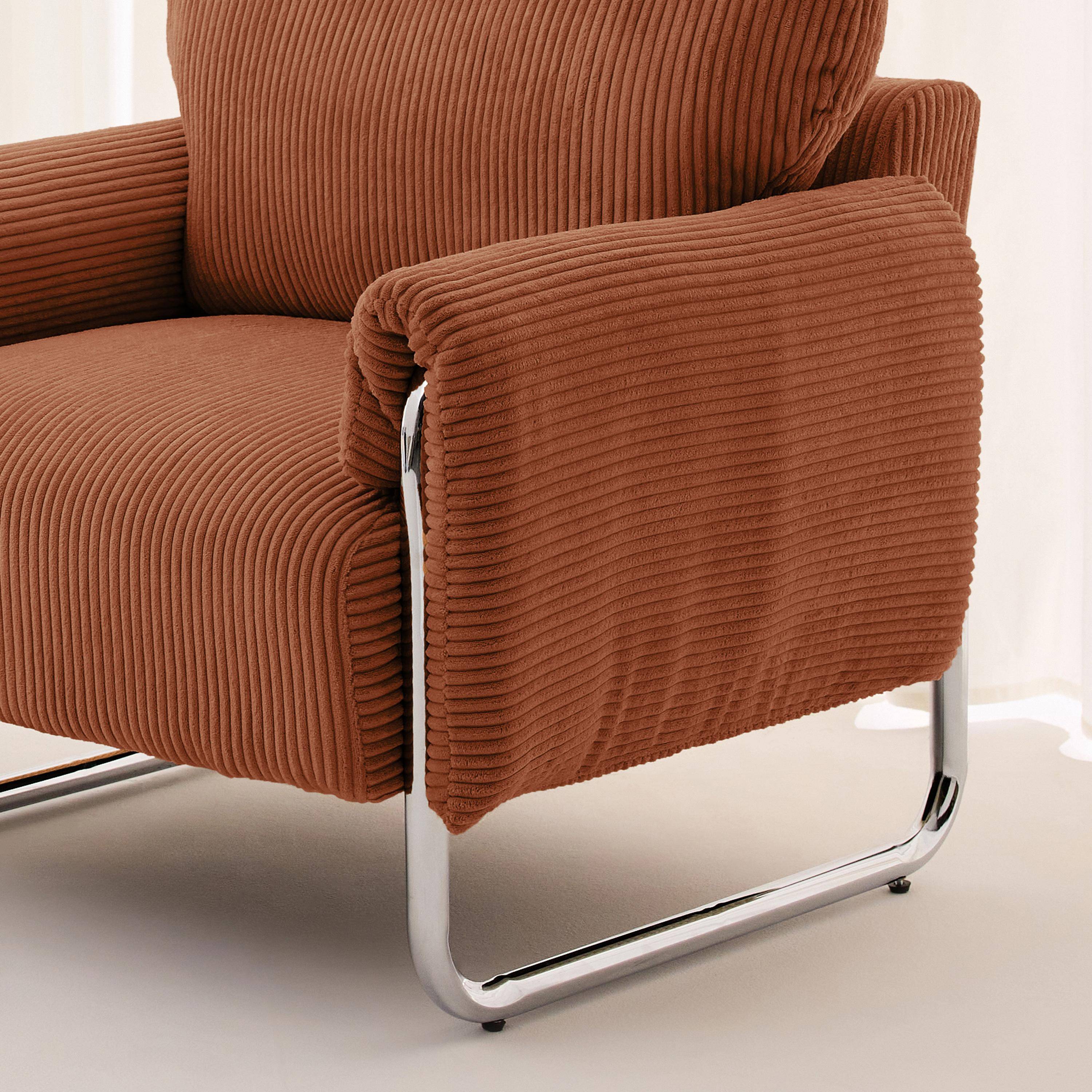 Sillón vintage de pana con estructura cromada Terracota - 81x80x80 cm Photo4