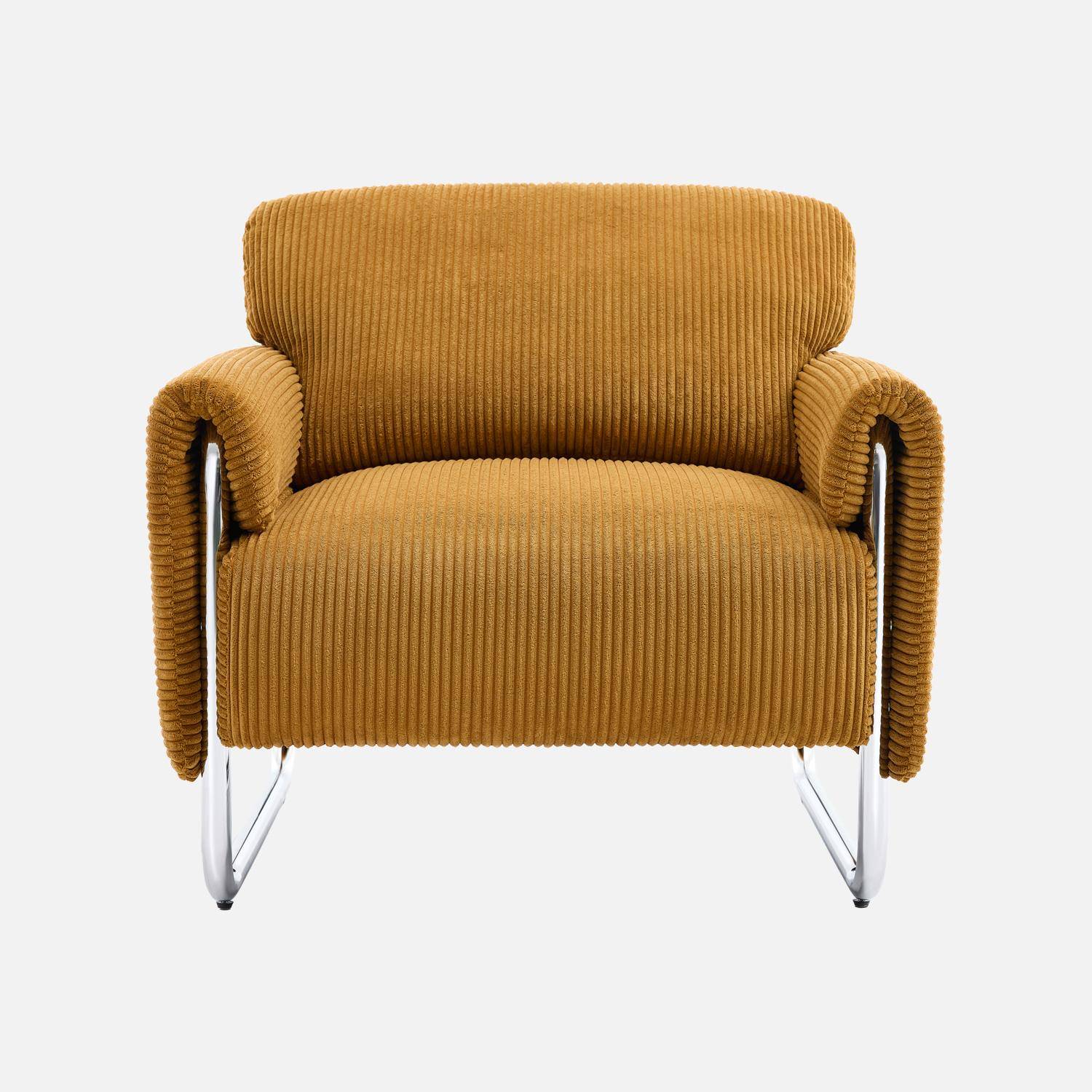 Sillón vintage de pana con estructura cromada Mostaza - 81x80x80 cm,sweeek,Photo2