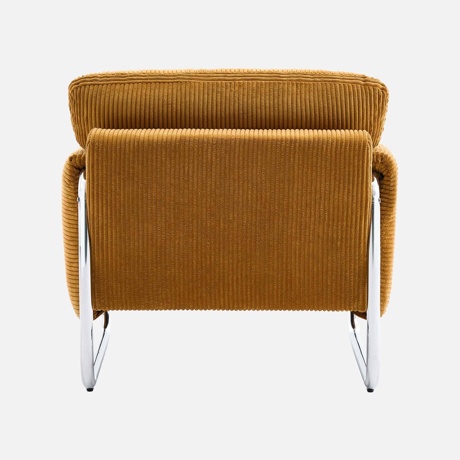 Sillón vintage de pana con estructura cromada Mostaza - 81x80x80 cm Photo3