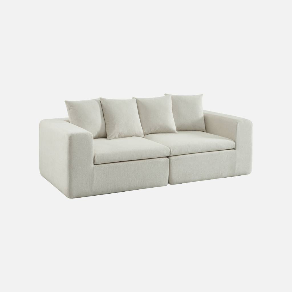 Modulaire zetel 2-zits van chenille stof wit