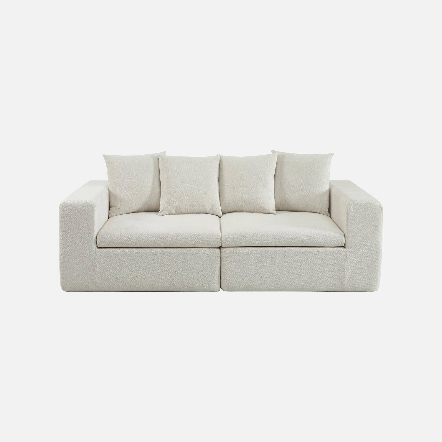 Modulaire 2-zits bank van chenille stof wit - Movi Photo2
