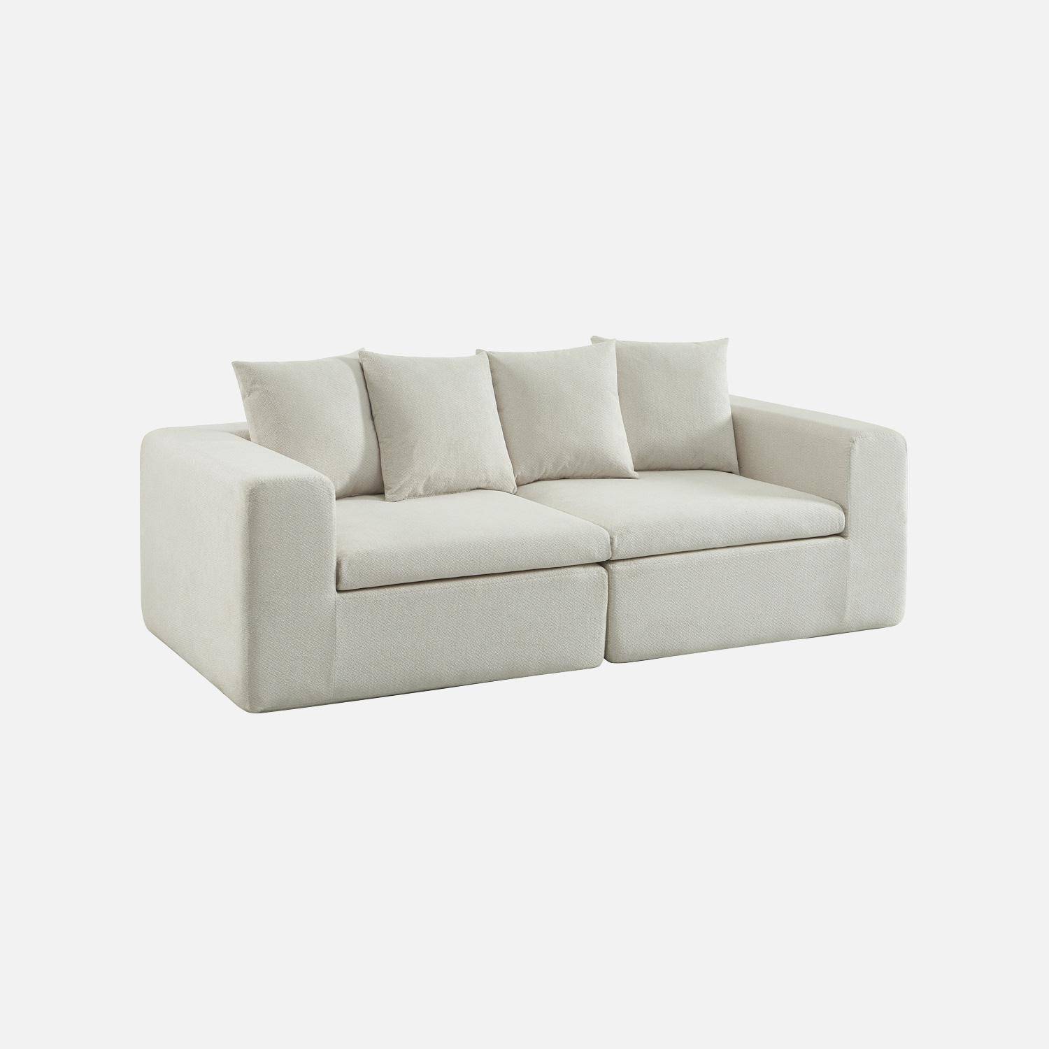 Modulaire 2-zits bank van chenille stof wit - Movi,sweeek,Photo1