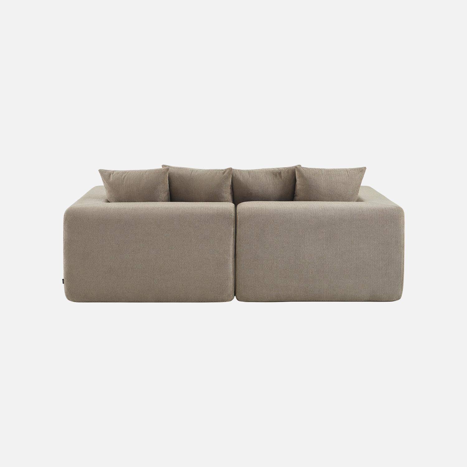 Canapé modulable tissu chenille 2 places beige foncé - Movi Photo3