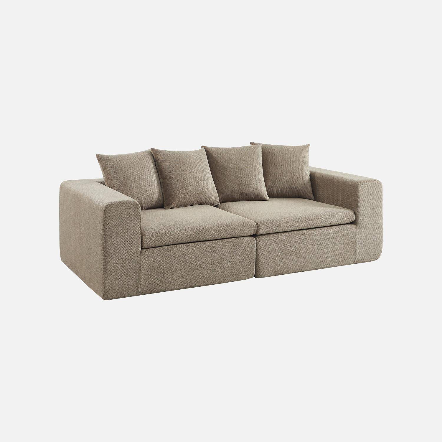 Canapé modulable tissu chenille 2 places beige foncé - Movi Photo1