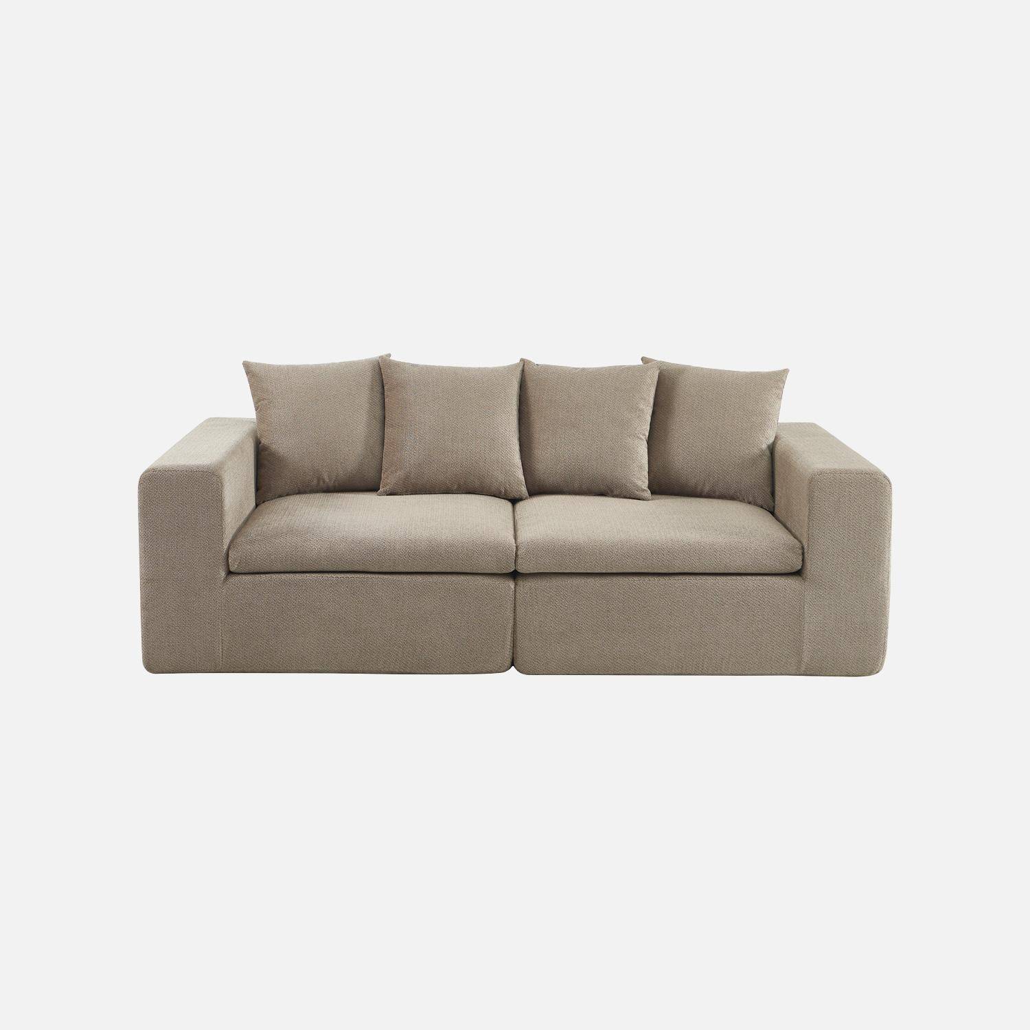 Canapé modulable tissu chenille 2 places beige foncé - Movi Photo2