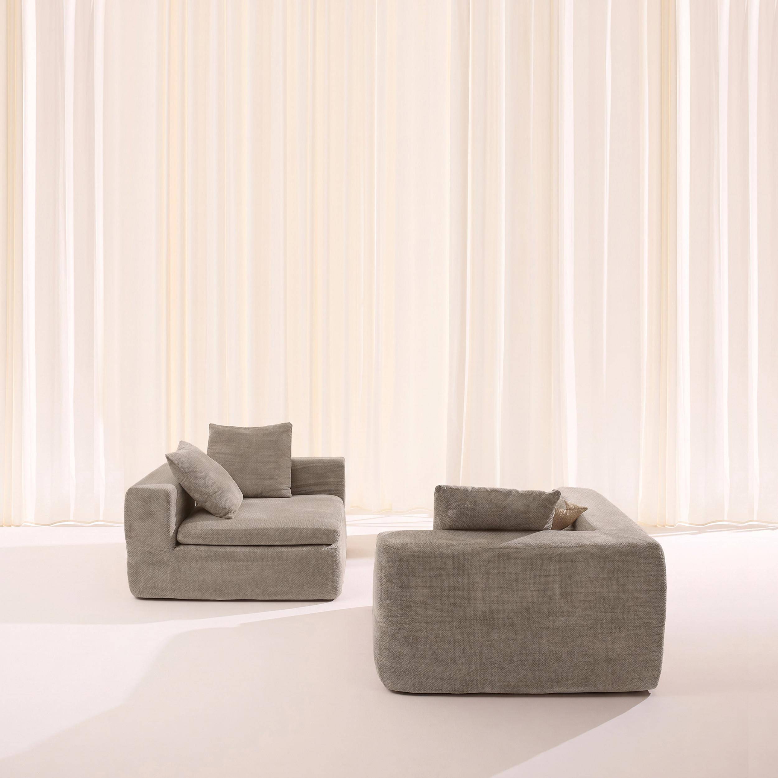 Modulaire 3-zits bank van chenille stof donkerbeige - Movi Photo3