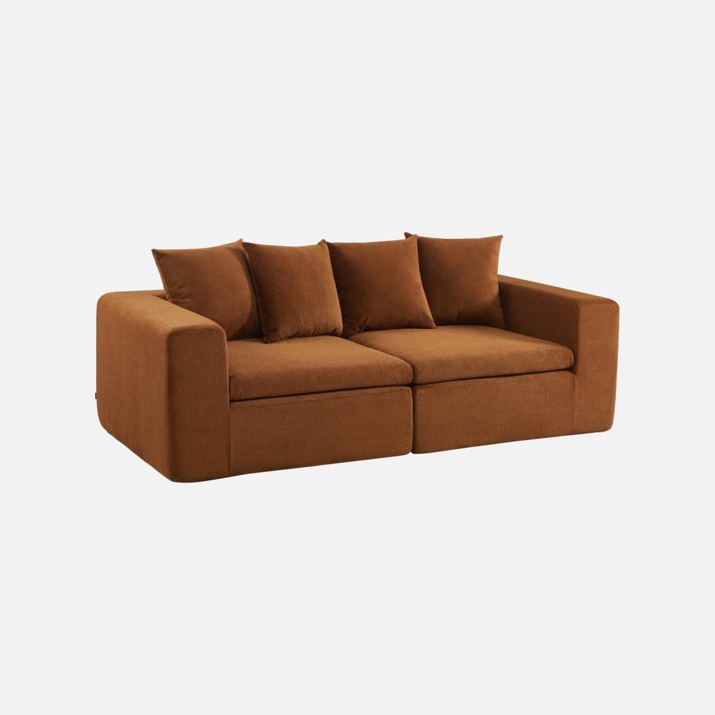 Modulaire zetel 2-zits van chenille stof terracotta