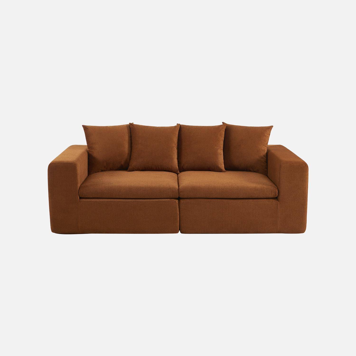 Modulaire 2-zits bank van chenille stof terracotta - Movi Photo2