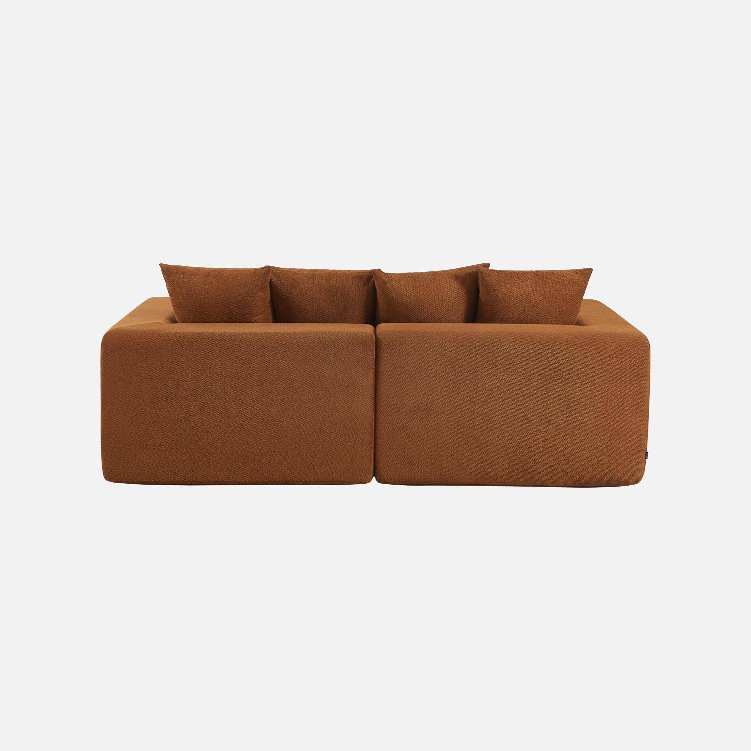 Modulaire 2-zits bank van chenille stof terracotta - Movi Photo3