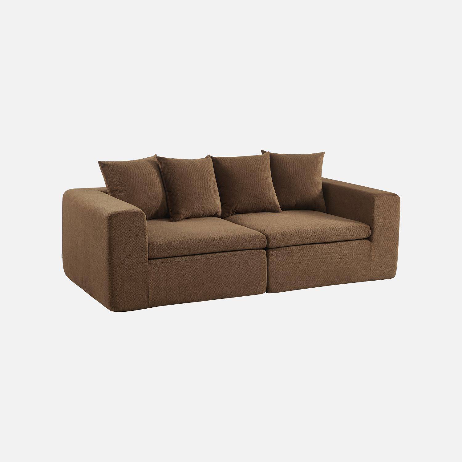 Modulaire 2-zits bank van chenille stof bruin - Movi Photo1