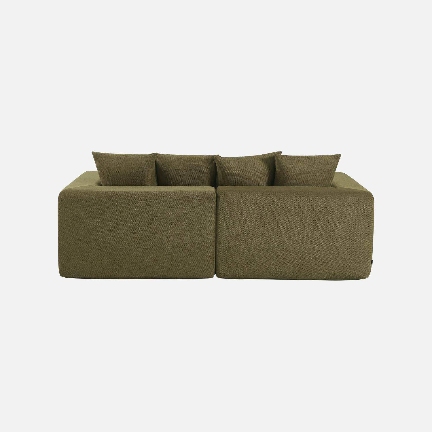 Sofá modular de tela chenilla, 2 plazas Verde - 219x110x62 cm,sweeek,Photo4