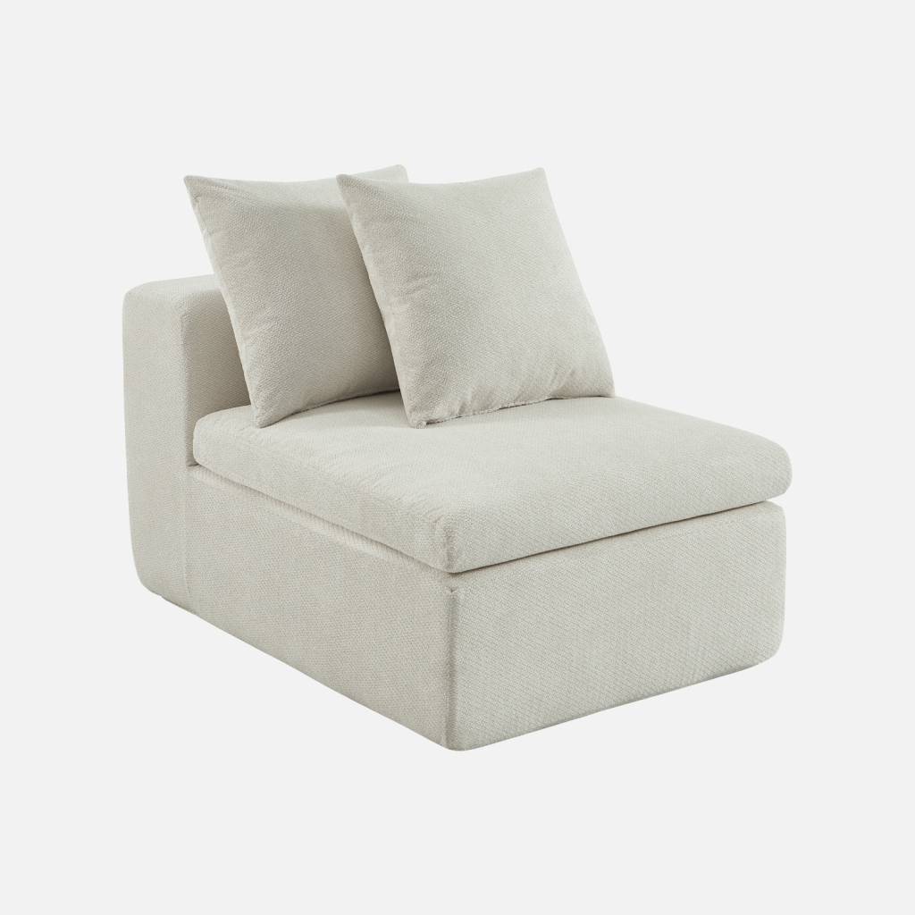 Fauteuil, 1-zits loungestoel chenille stof wit