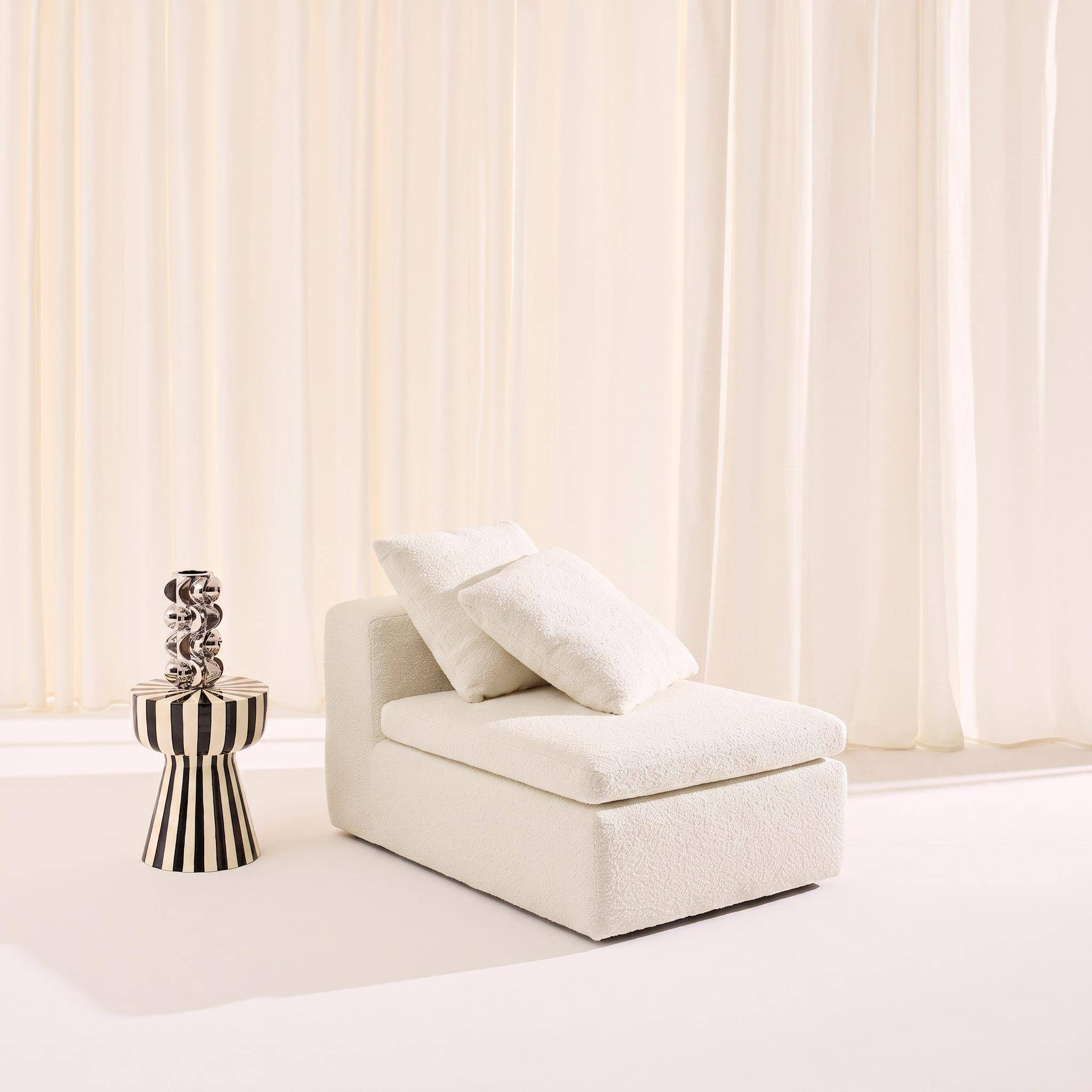 Fauteuil 1-zits loungestoel voor modulaire bank in chenille stof wit - Movi Photo1
