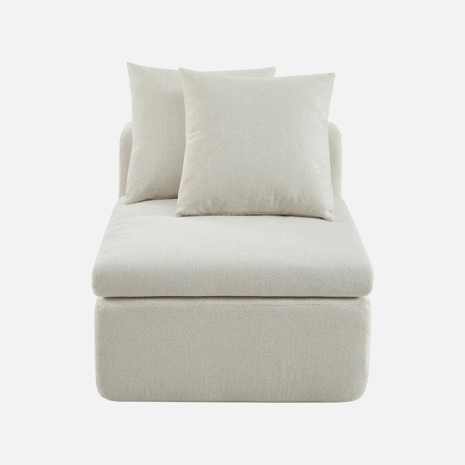 Fauteuil 1-zits loungestoel voor modulaire bank in chenille stof wit - Movi,sweeek,Photo2