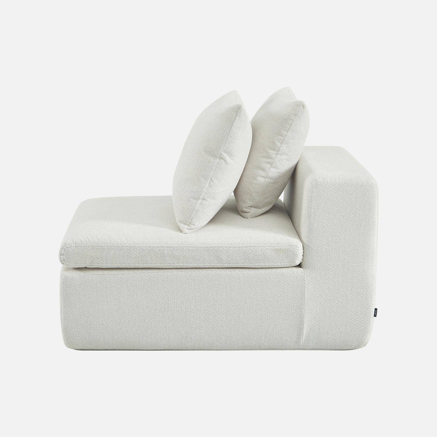 Fauteuil 1-zits loungestoel voor modulaire bank in chenille stof wit - Movi,sweeek,Photo4