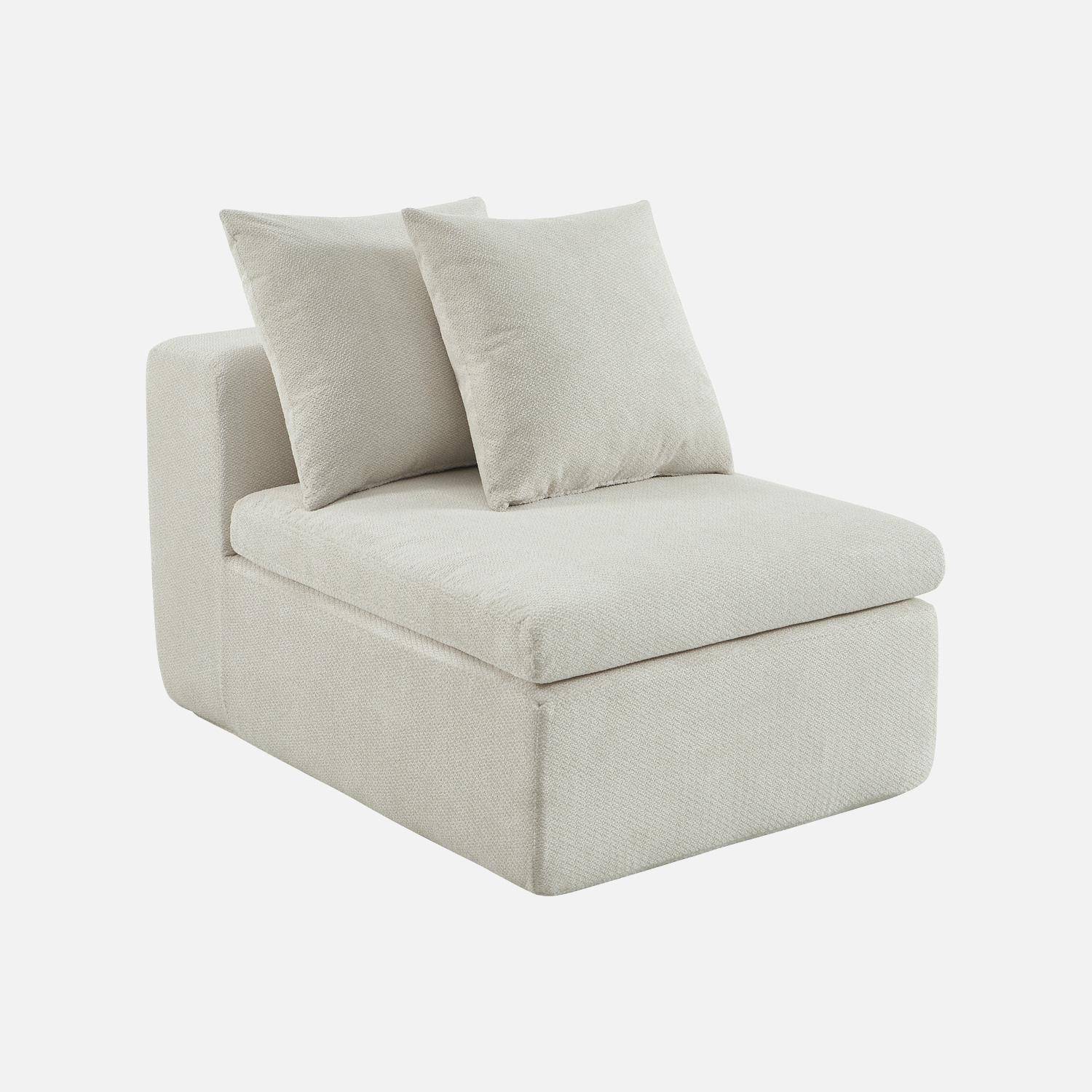 Fauteuil 1-zits loungestoel voor modulaire bank in chenille stof wit - Movi,sweeek,Photo1