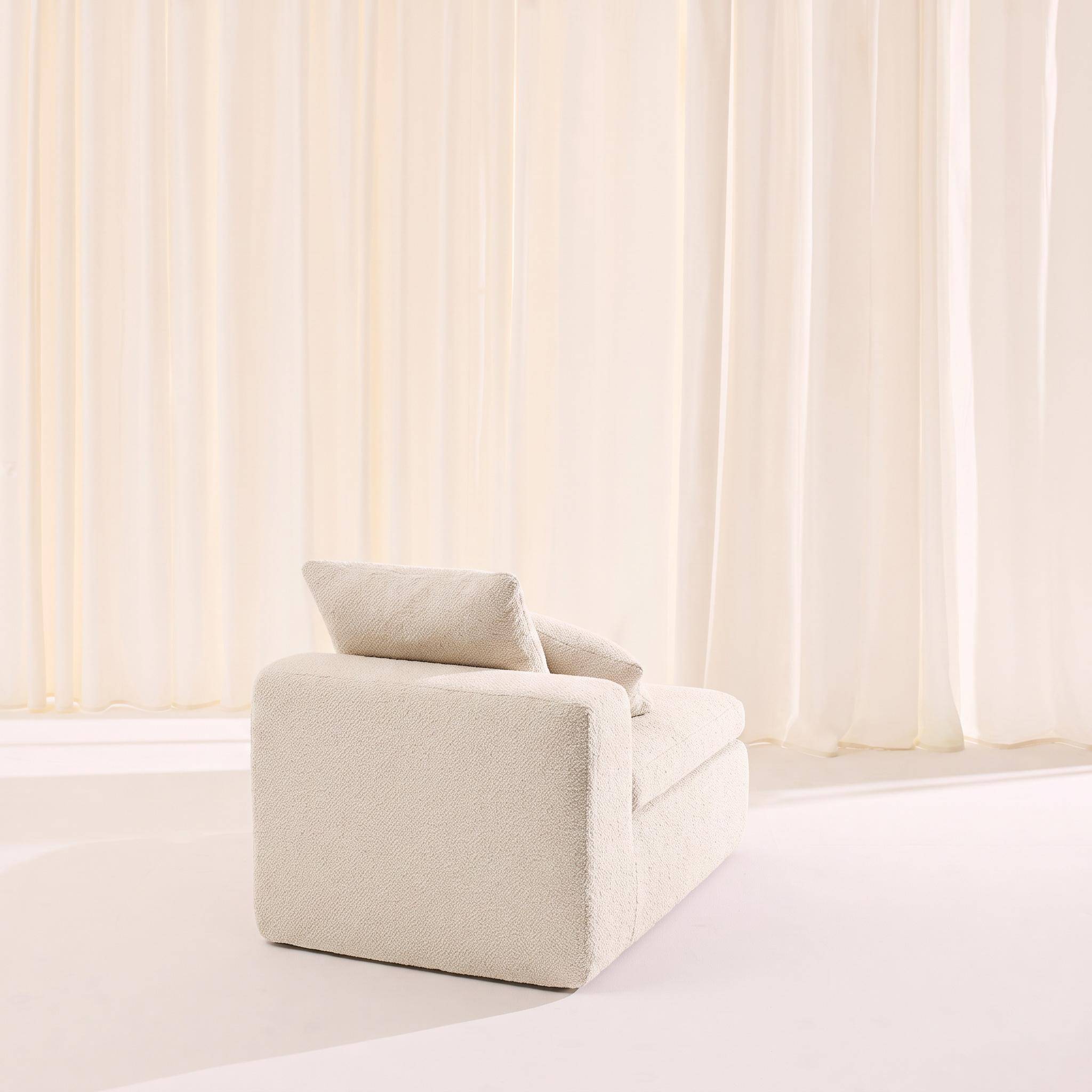Fauteuil 1-zits loungestoel voor modulaire bank in chenille stof wit - Movi Photo3