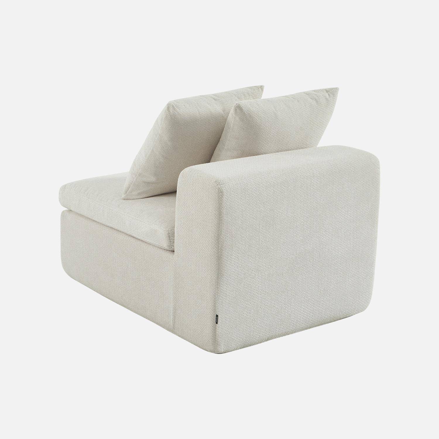 Fauteuil 1-zits loungestoel voor modulaire bank in chenille stof wit - Movi,sweeek,Photo3